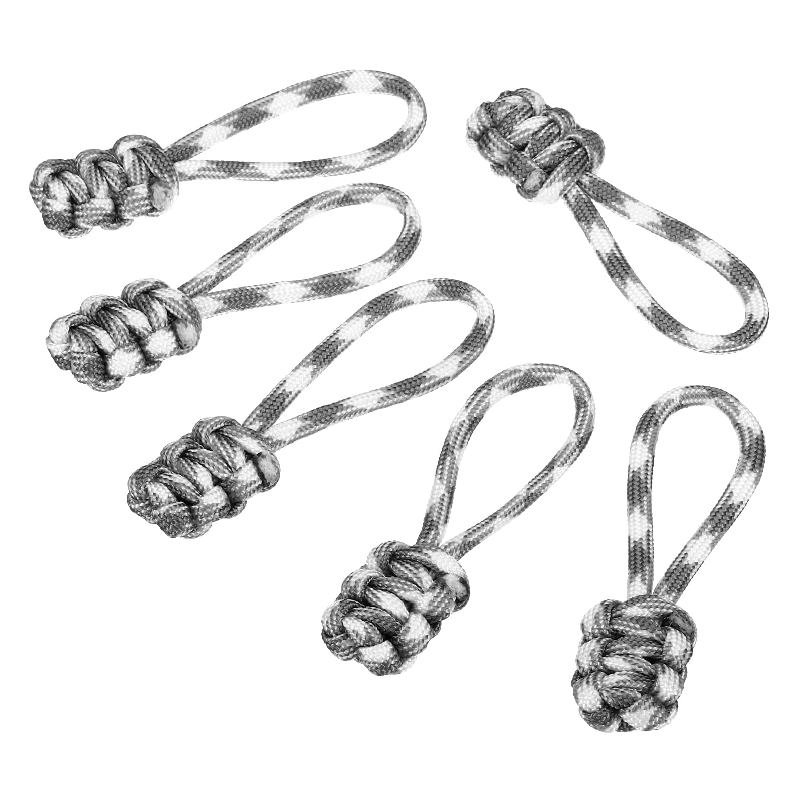 PATIKIL 6-Pack Zipper Pulls Replacement - Durable Extension Cord Handle & Pull Tab Extender for Luggage, Backpack, Jacket Repair (White & Grey) - Perfect for Travel Gear, Outdoor Equipment & Clothing Accessories
