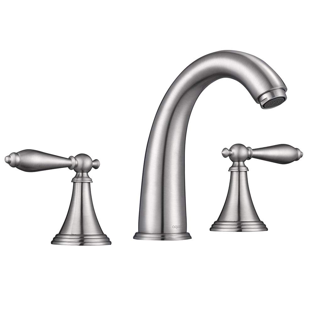 Aquaterior 8-Inch Widespread Brushed Nickel Bathroom Faucet - 3 Hole Undermount Sink Faucet with Double Handle Mixer Taps, CUPC NSF CEC Certified - Perfect for Modern Bathrooms, Guest Suites & Powder Rooms