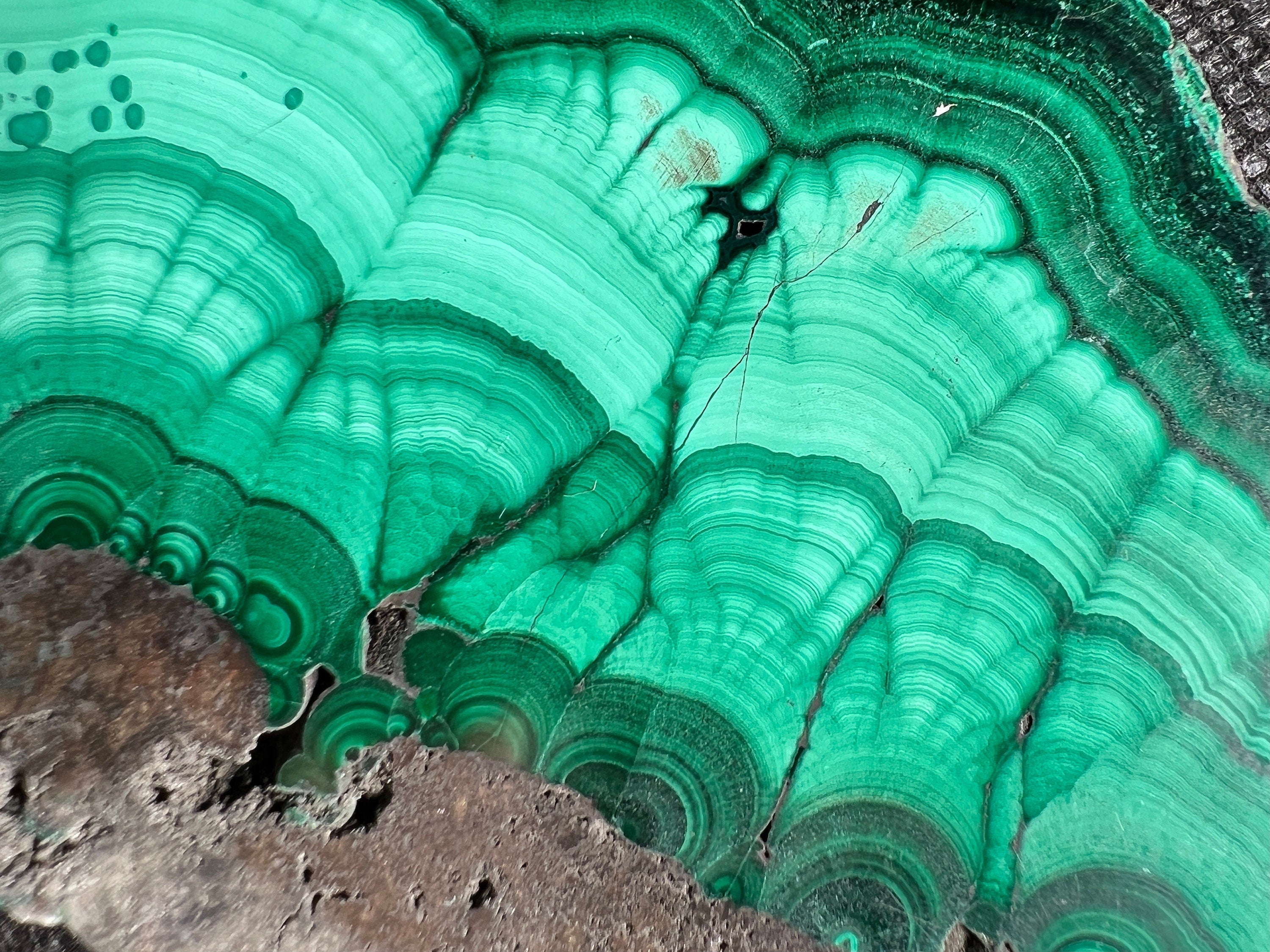 Natural Green Malachite Crystal Slab - Premium Stone for Jewelry Making, Unique Handcrafted Gifts & Elegant Home Decor (50401) | Perfect for DIY Crafts, Healing Crystals Collection & Spiritual Decorations