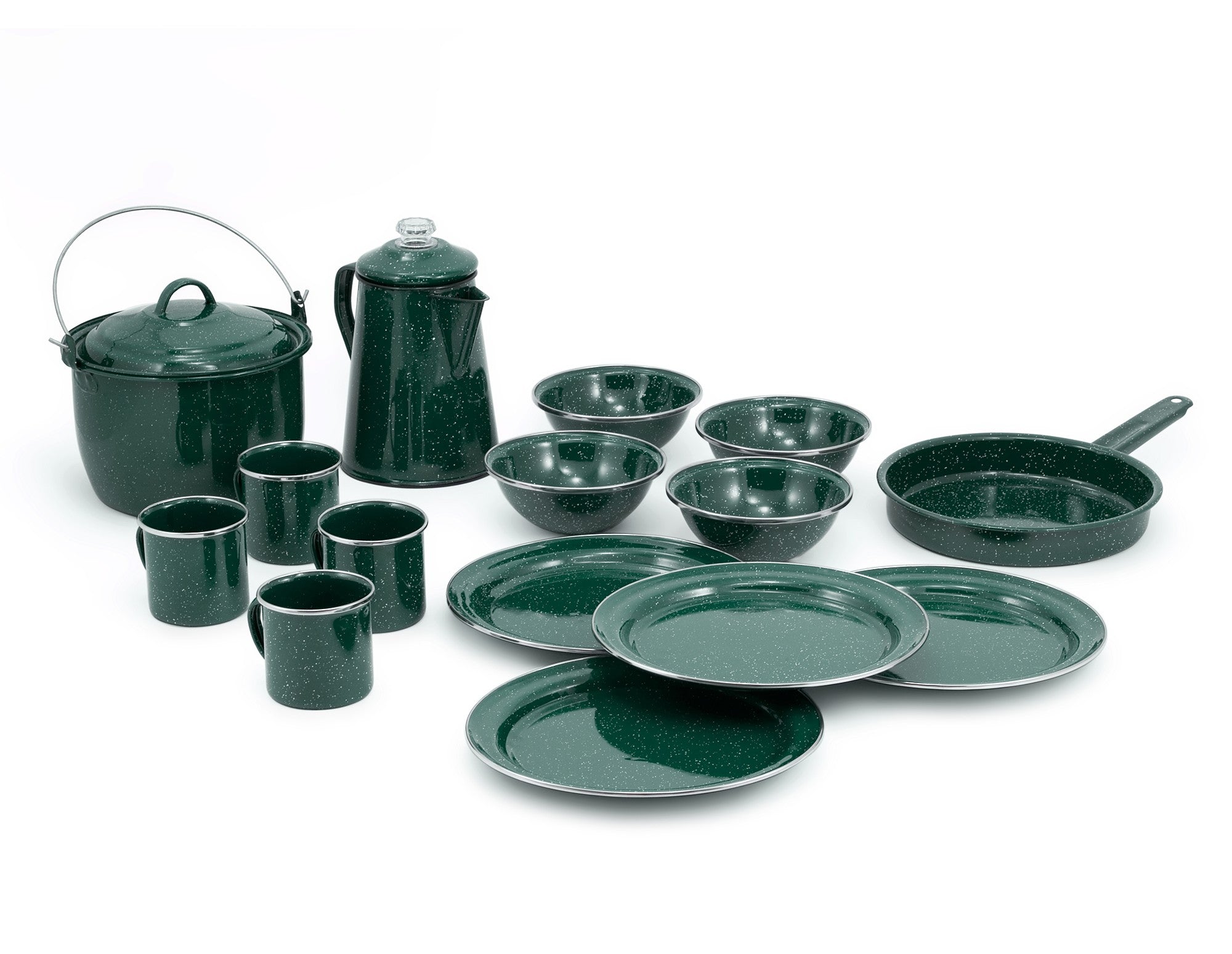 15-Piece Enamelware Camping Cookware Set - Durable & Lightweight for Outdoor Cooking, Picnics, and Backpacking Adventures