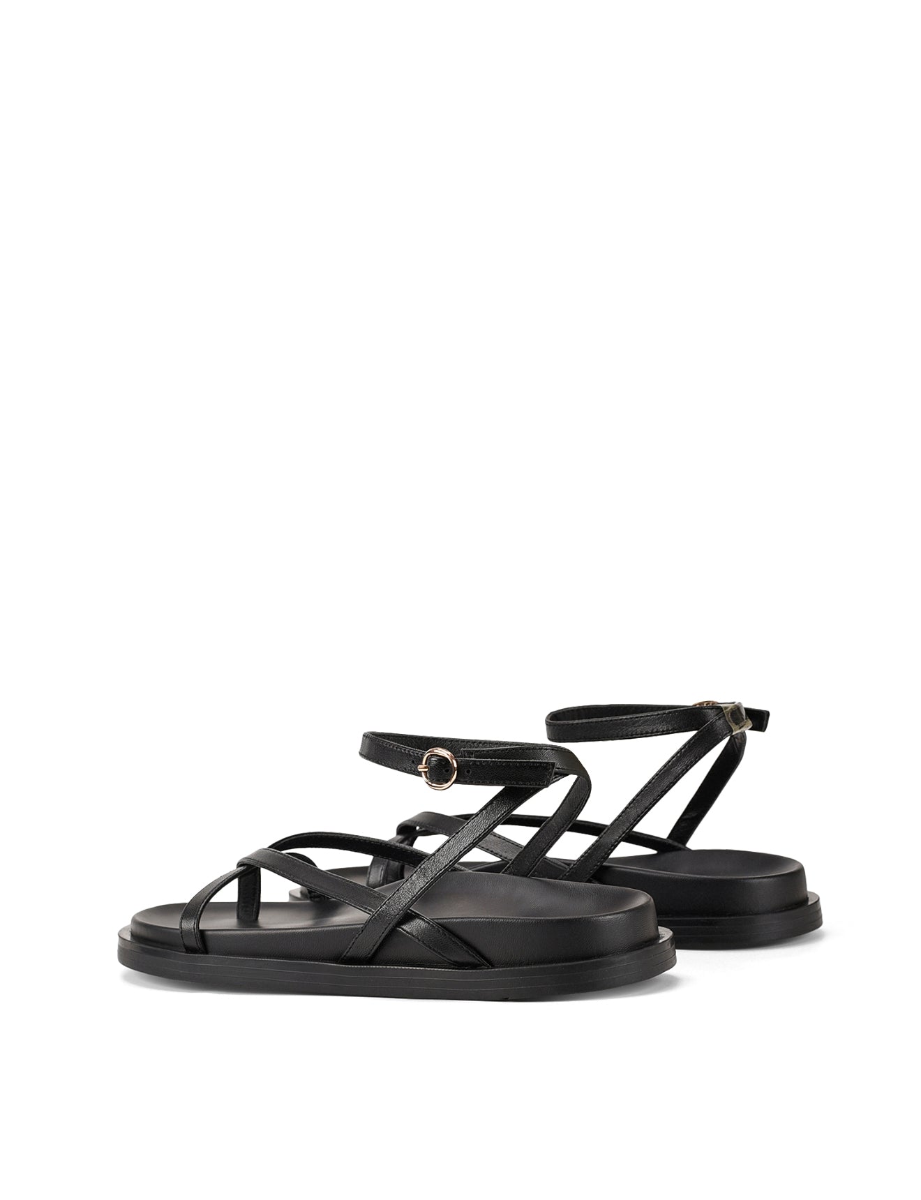 Lawrence Comfort Footbed Sandals - Black Leather Women's Slide Sandals for Walking, Beach & Casual Wear