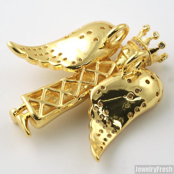 3D Gold Iced Angel Pendant Necklace Set - Elegant Jewelry Gift for Women, Perfect for Christmas, Birthday & Special Occasions