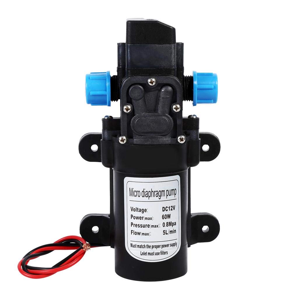 12V DC Diaphragm Water Pump - High Pressure 116PSI, 5L/min Flow, 60W Self-Priming Spray Pump with Pressure Switch - Perfect for Caravan, Camping, Boat, RV & Marine Applications