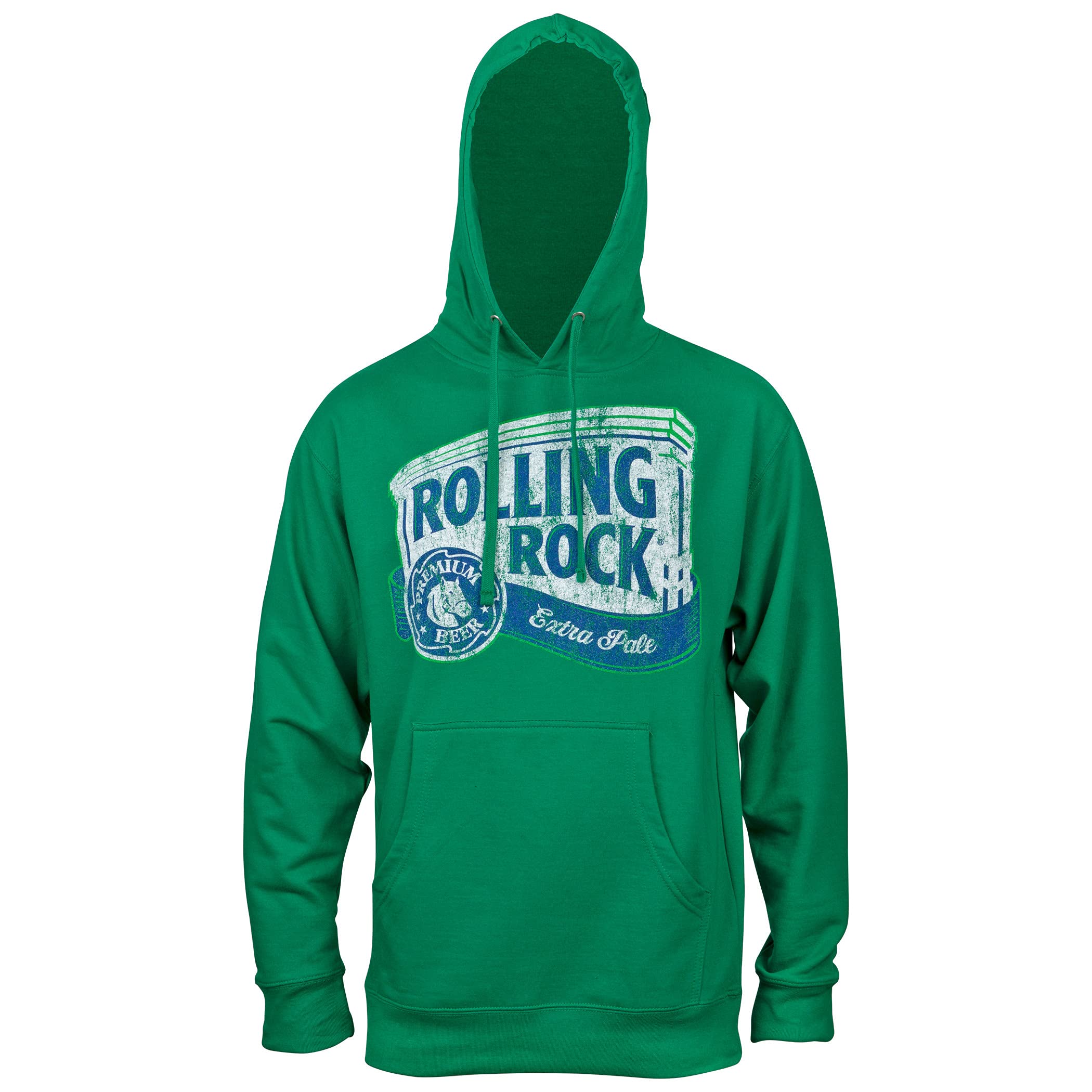 Rolling Rock Green Hoodie for Men & Women - Soft Cotton Pullover Sweatshirt with Kangaroo Pocket | Casual Streetwear, Outdoor Activities, and Loungewear
