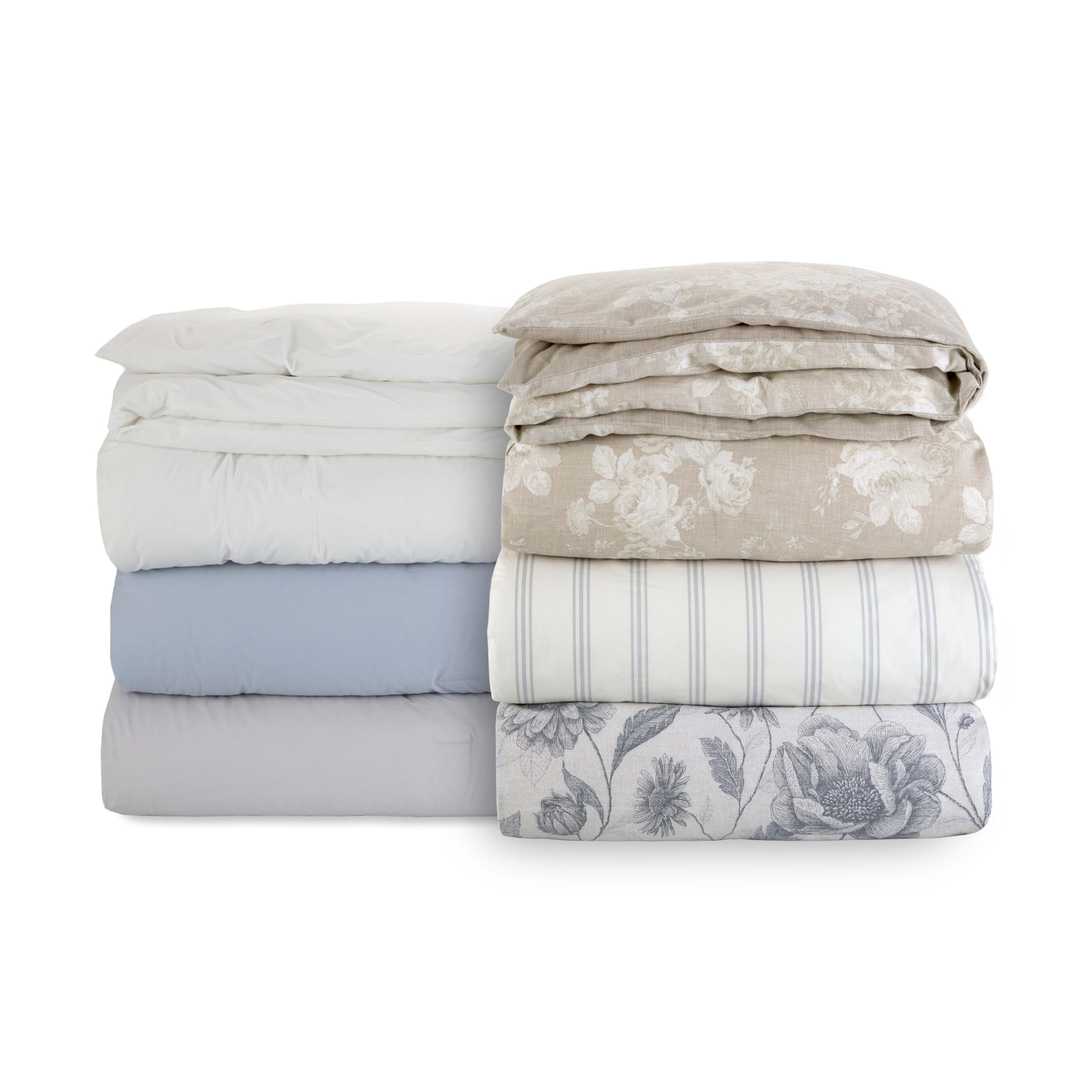 EcoPure Martex Comfort Wash 3-Piece Full/Queen Comforter Set - 100% Organic Cotton All-Season Bedding - Breathable Lightweight Duvet Cover - Easy Care White Comforter for Bedroom, Guest Room & Dorm