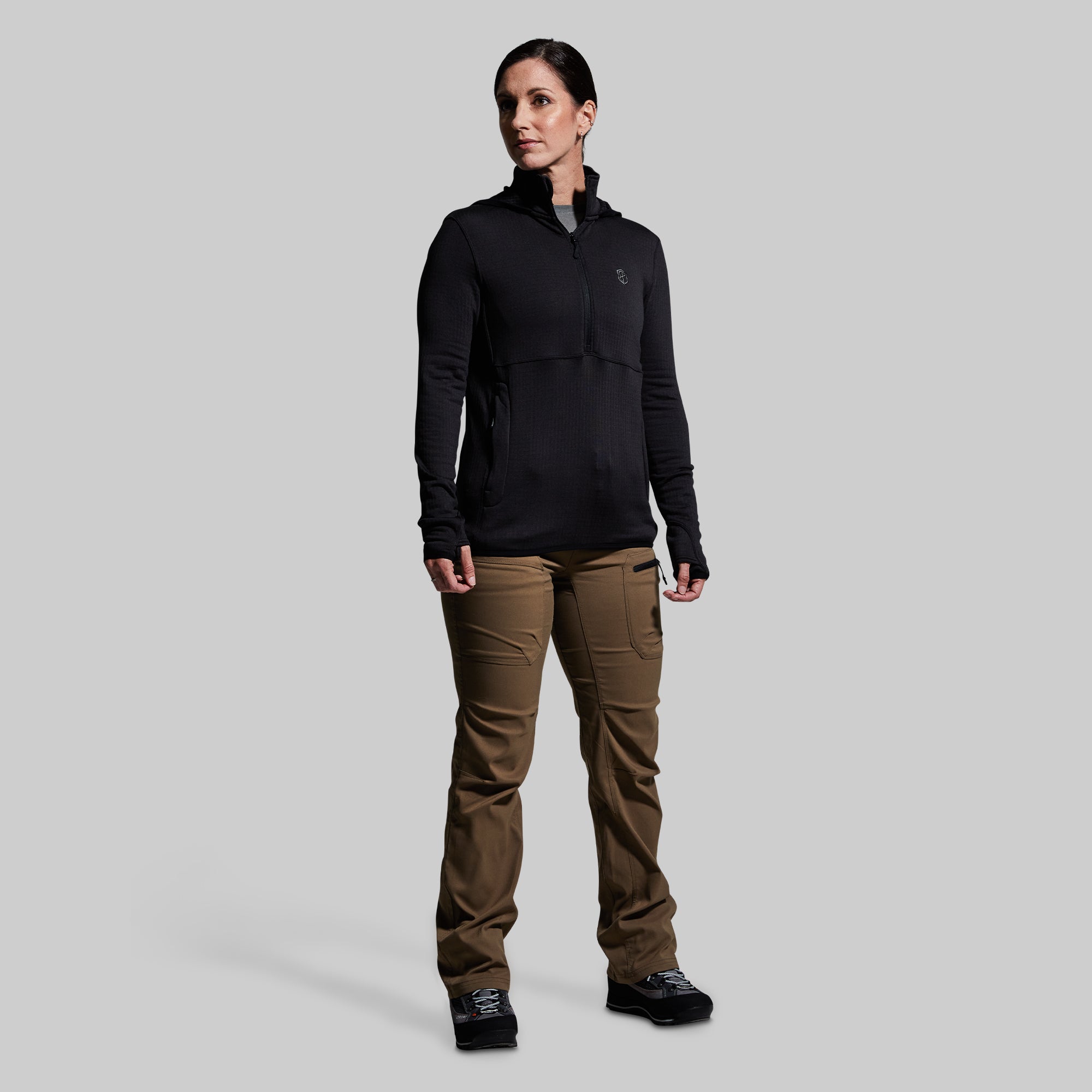 Women's Quiver Half Zip Hoodie - Soft Fleece Pullover with Kangaroo Pocket, Lightweight & Comfortable for Running, Hiking & Casual Wear (Black)