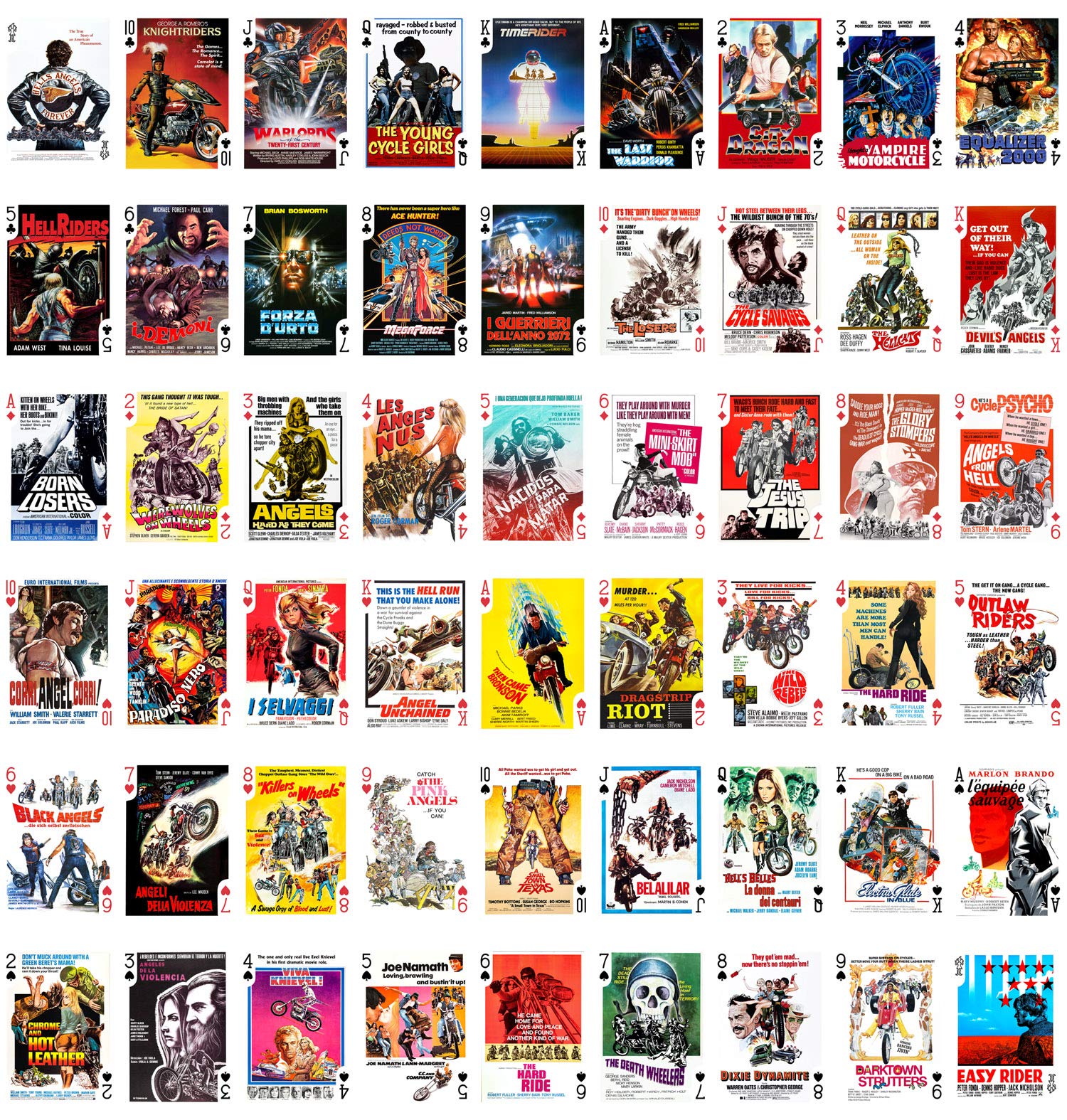 Vintage Bikers Playing Cards - 54 Unique Poker Deck with Classic Motorcycle Rider & Movie Poster Designs | Perfect for Poker Nights, Gifts, and Biker Enthusiasts