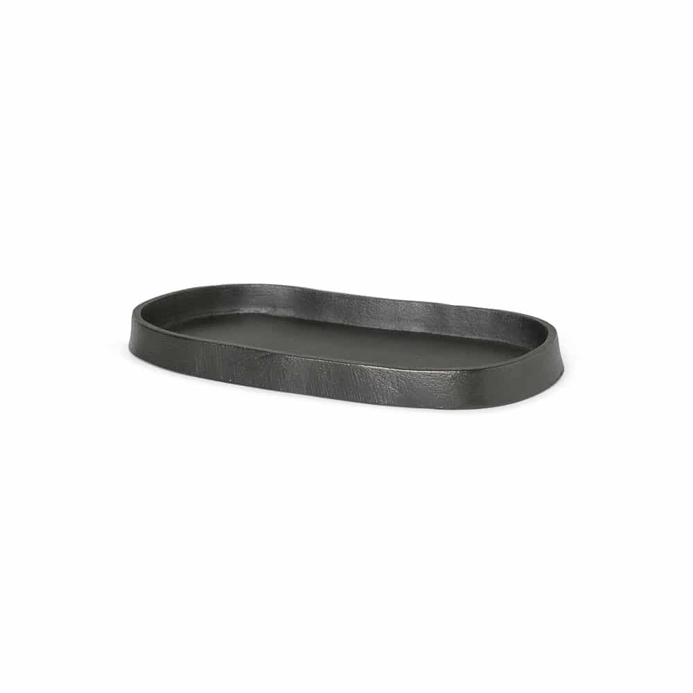 FERM LIVING Yama Oval Tray - Blackened Aluminum Serving Tray for Dining, Entertaining & Home Decor | Modern Scandinavian Style Serving Platter for Parties, Coffee Table & Kitchen Organization