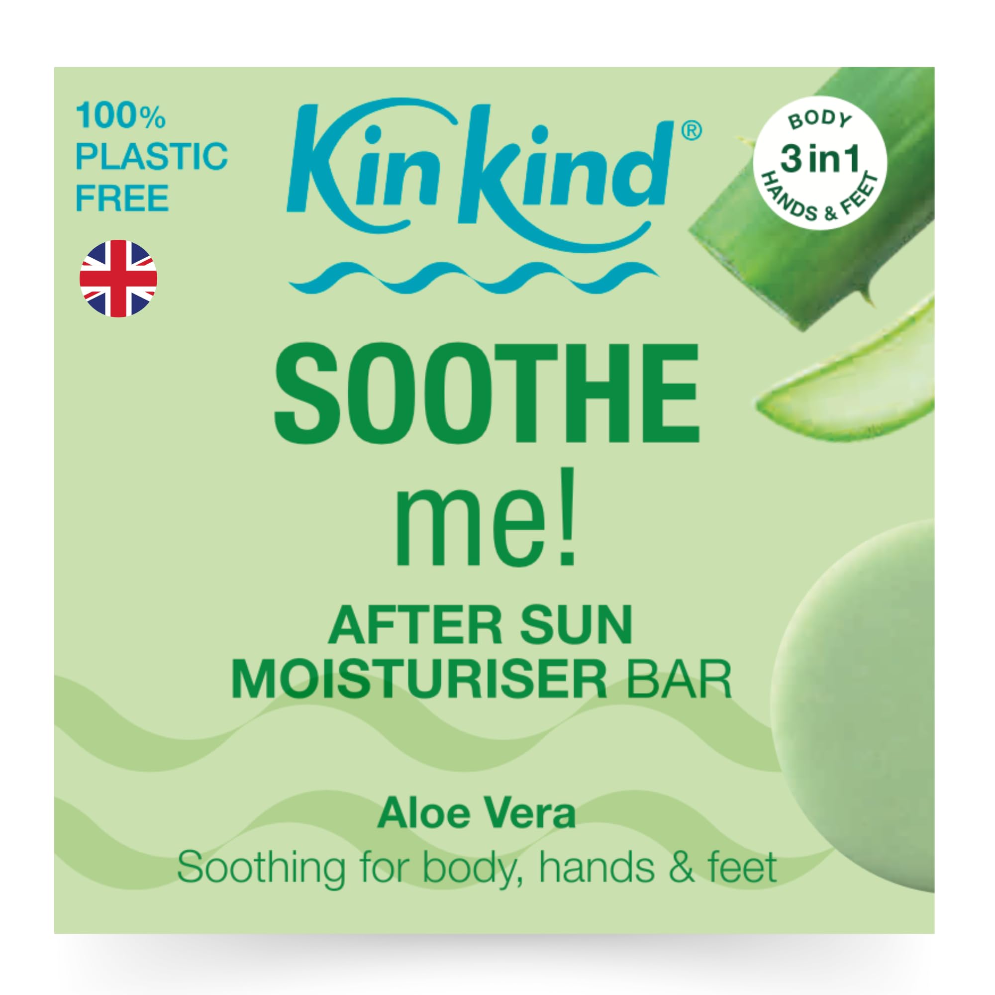 KinKind SOOTHE Me! Aloe Vera After Sun Lotion Bar - Vegan, Cruelty-Free with Shea & Cocoa Butter for Sunburn Relief & Skin Nourishment | No Leak Plastic-Free | Perfect for Beach, Pool & Outdoor Activities