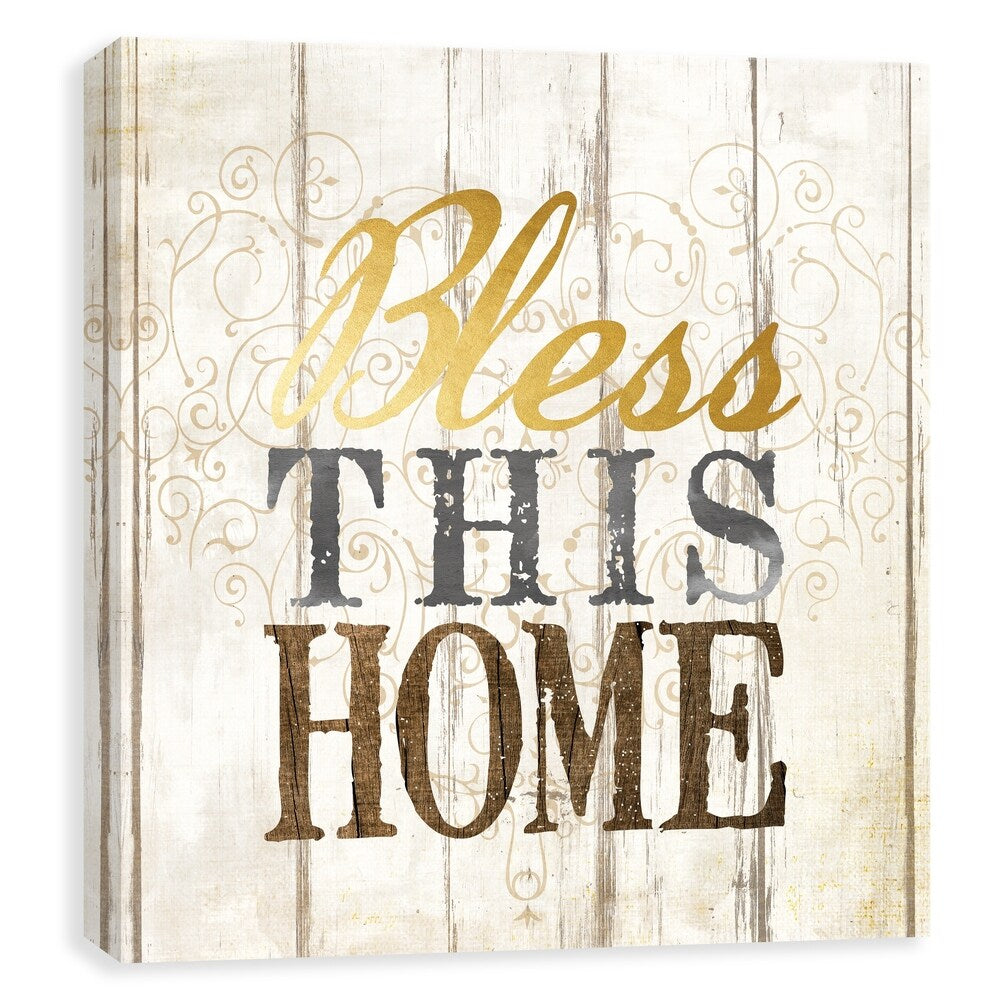 Bless This Home Printed Canvas Wall Art - 18x18 Inches, 1.25D - Multi-Color Home Decor for Living Room, Bedroom & Office