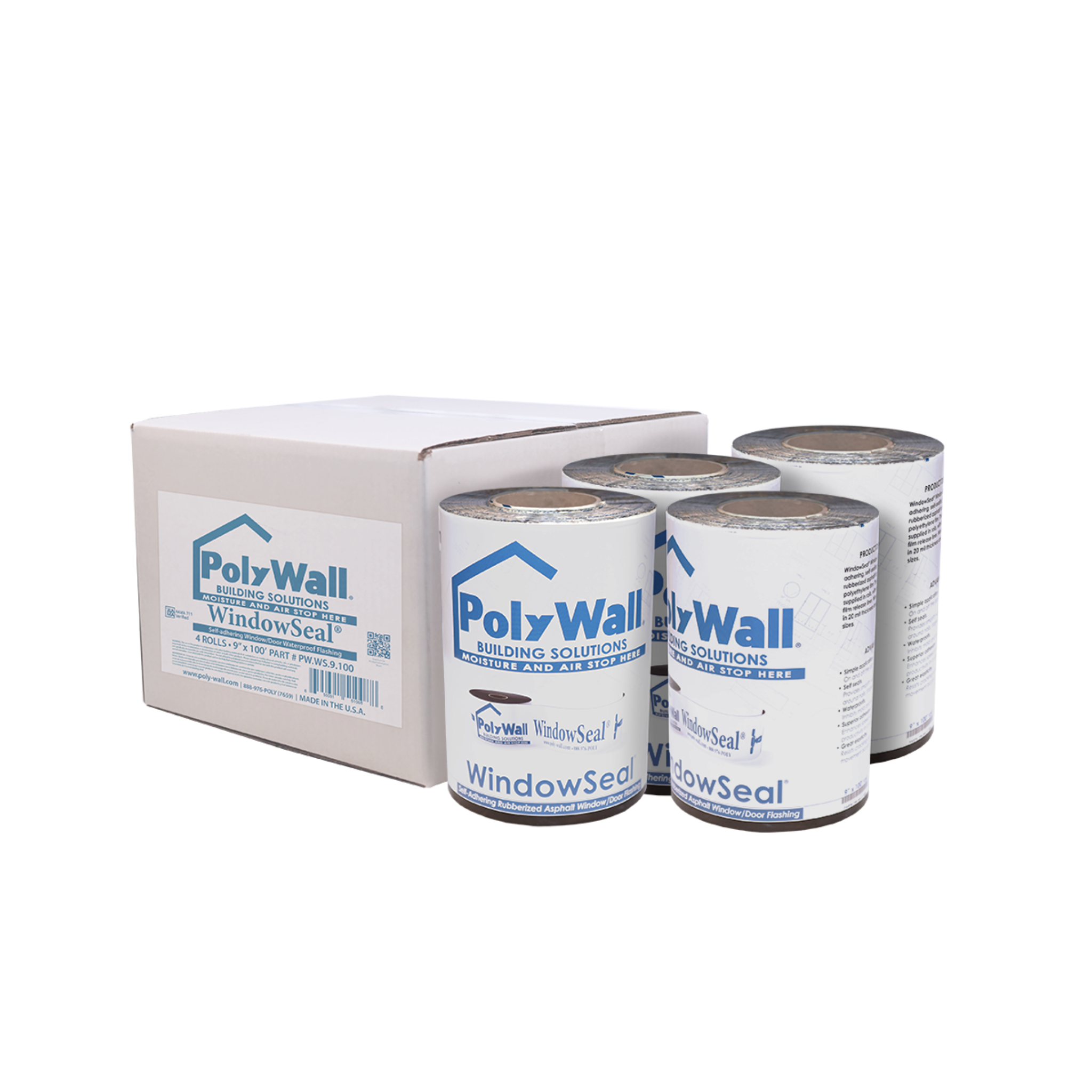 PolyWall WindowSeal 20 Mil Window Flashing Tape - 9 Inches x 100 Feet Roll - Weatherproof Sealant for Windows, Doors & Home Exteriors - DIY Installation & Repair Projects