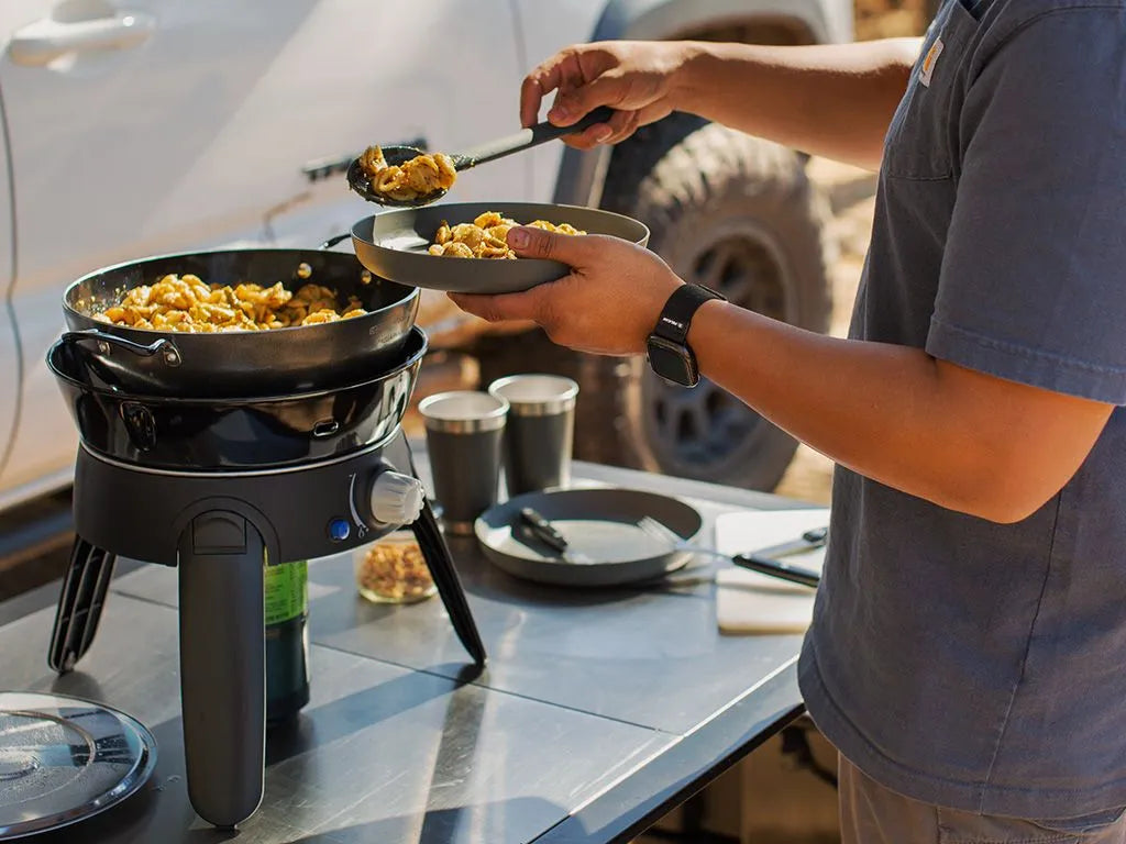 Front Runner Outfitters Safari Chef 30 HP Portable 5-Piece Gas Grill BBQ - Perfect for Camping, Outdoor Cooking & Backyard Barbecues