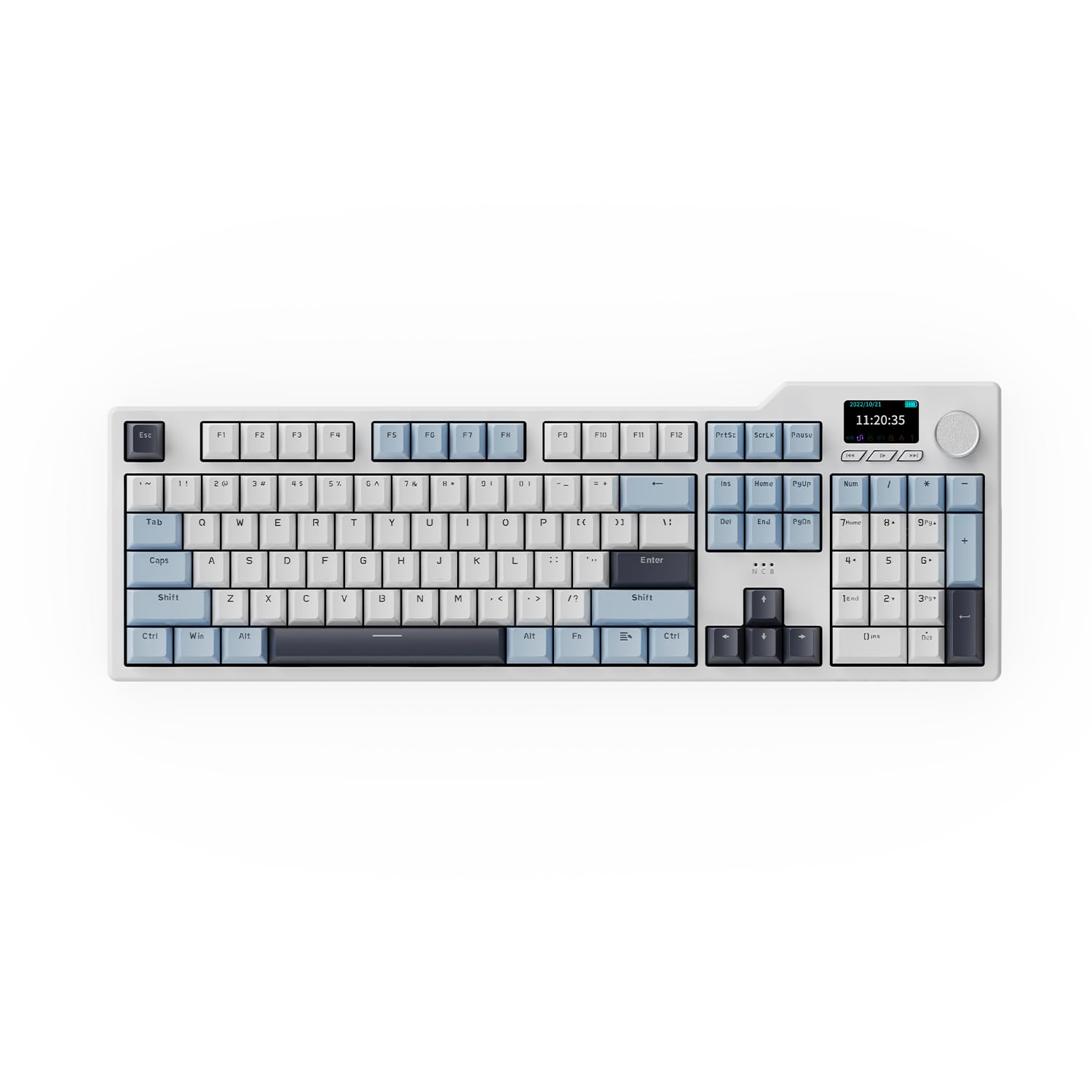 AJAZZ AK35I V3 Hot Swappable Mechanical Keyboard - Full Size RGB Backlit with Screen & Knob, 8000mAh Battery, FR4 Plate, 2.4G/BT/USB-C Connectivity, South-Facing LED (Avocado Axis) - Perfect for Gaming, Office Work & Typing Enthusiasts