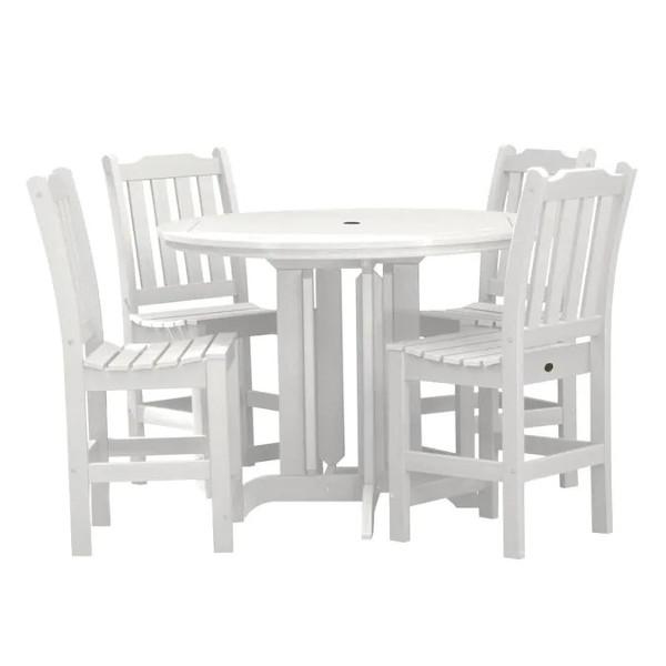 Lehigh 5-Piece Round Counter Height Recycled Plastic Outdoor Dining Set - Patio, Deck, Garden, or Backyard Furniture for Casual Entertaining