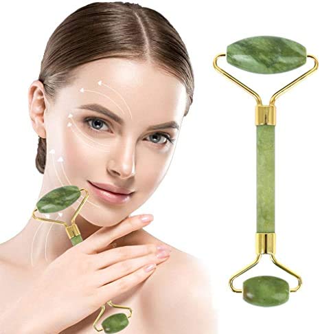 ON STORE Jade Facial Roller & Massager - Natural Green Jade Stone for Face, Eye, Neck & Foot Massage - Skin Care & Relaxation Tool - Perfect for Home Spa, Self-Care & Stress Relief