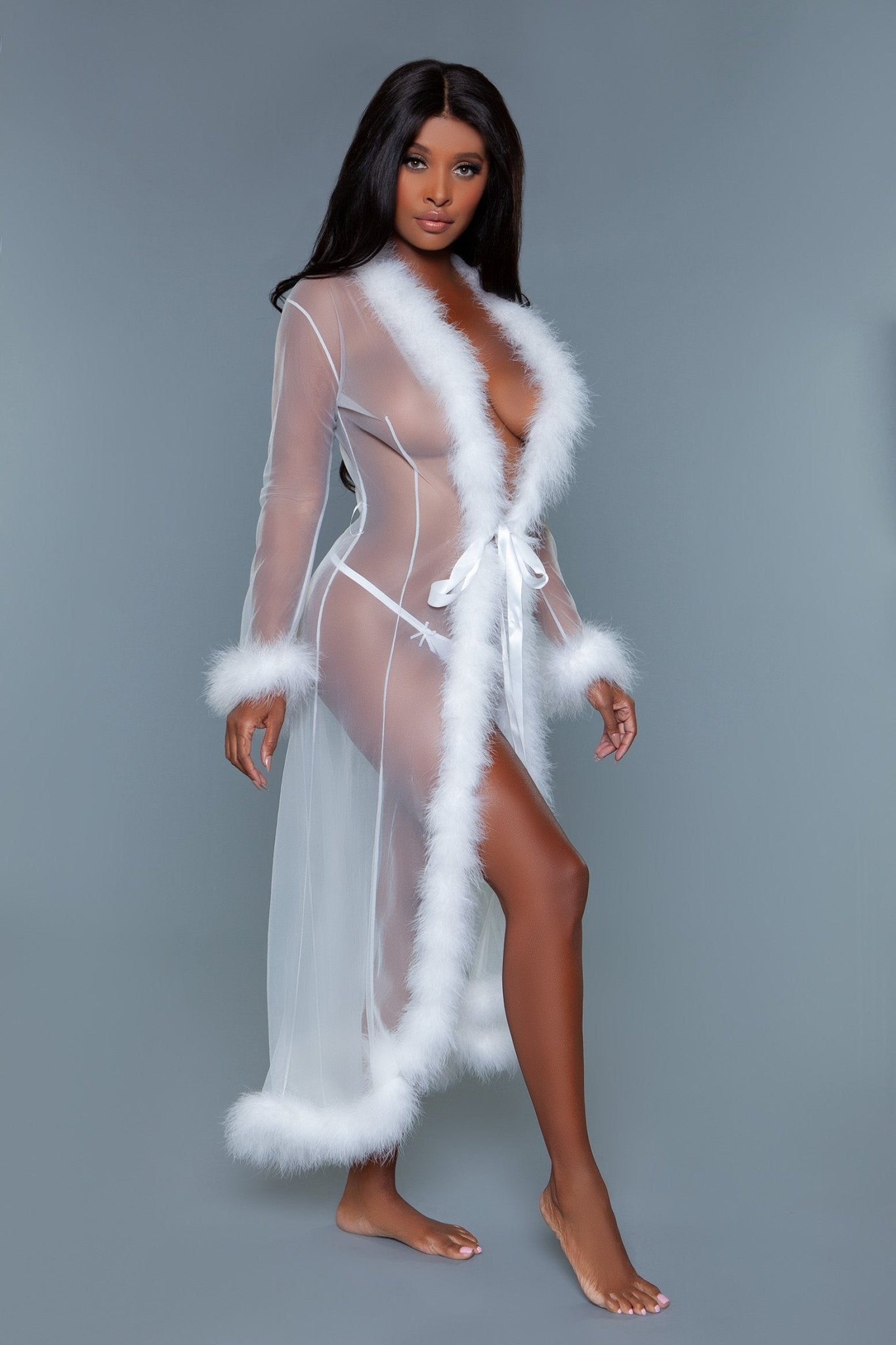 BeWicked Women's Soft Marabou Feather Robe BW1650 - Luxurious Lingerie for Boudoir, Bridal & Special Occasions