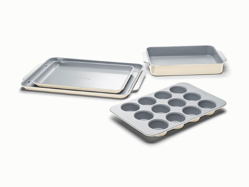 5-Piece Non-Stick Ceramic Bakeware Set - PFOA-Free & Non-Toxic Baking Pans for Cakes, Cookies & Bread - Perfect for Home Baking, Holiday Cooking & Gift Giving