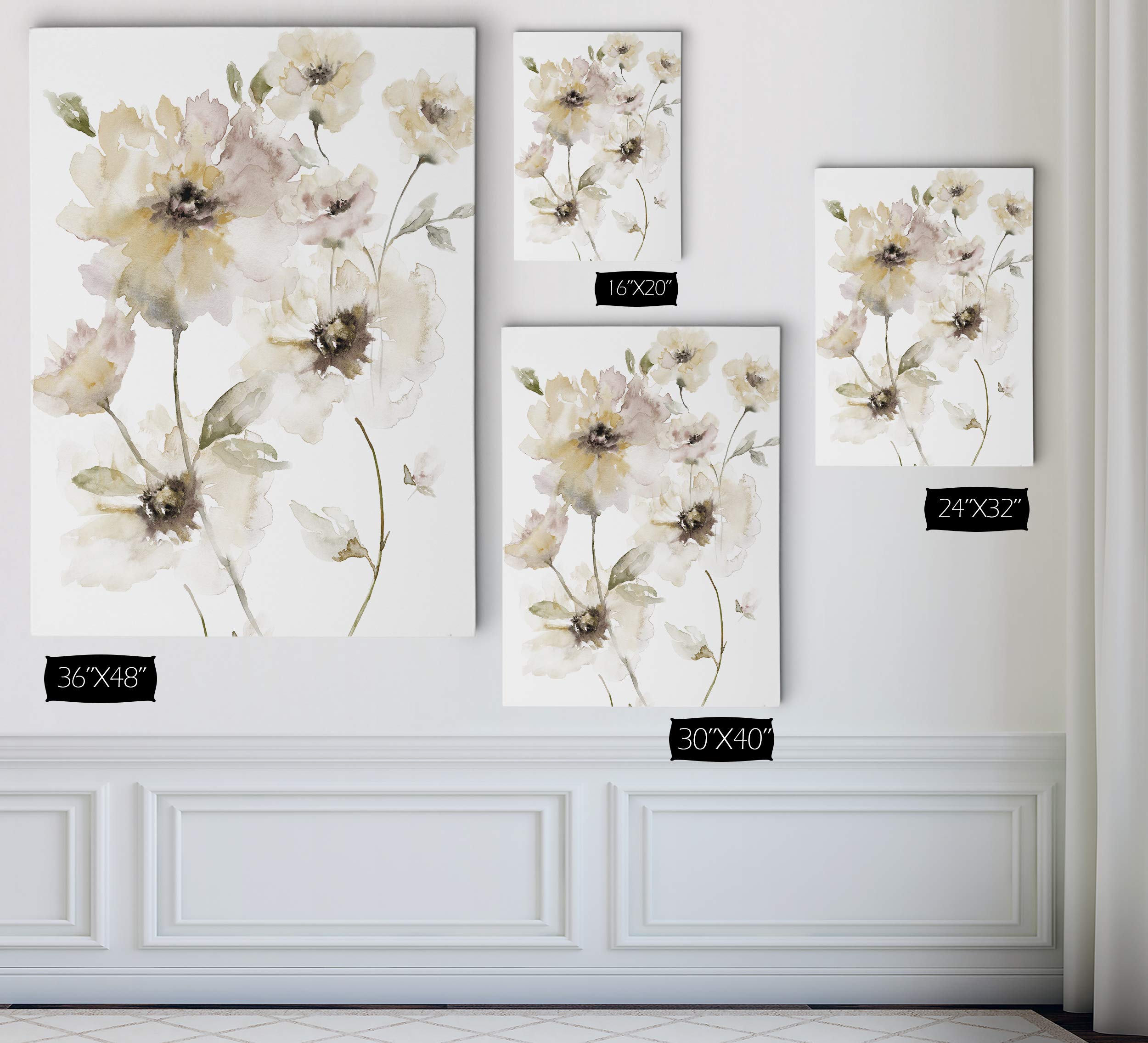 Wexford Home Translucent Garden Gallery Wrapped Canvas Wall Art - 30x40 Inches - Modern Botanical Print for Living Room, Bedroom & Office Decor