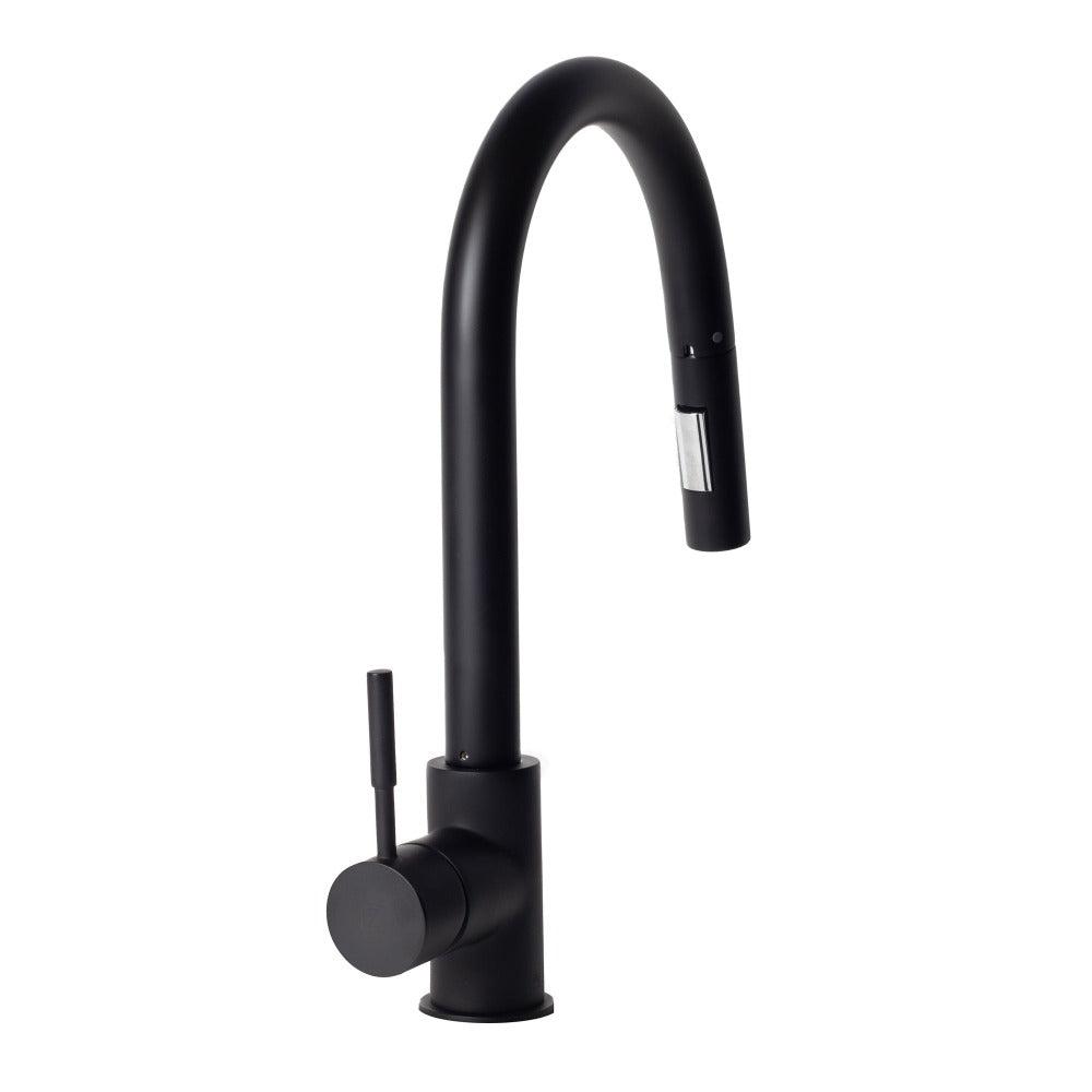 ZLINE Gemini Pull Down Single Handle Matte Black Kitchen Faucet - Modern High Arc Design for Sink, Dishwashing & Food Prep (GEM KF MB)
