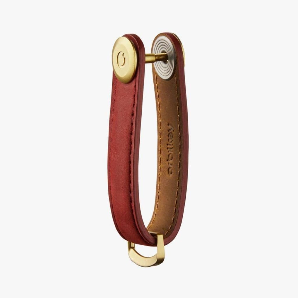 Orbitkey Genuine Leather Key Organizer - Crazy Horse Maple Red with Red Stitching | Compact Key Holder for Home, Office & Travel | Premium Keychain Accessory for Men & Women