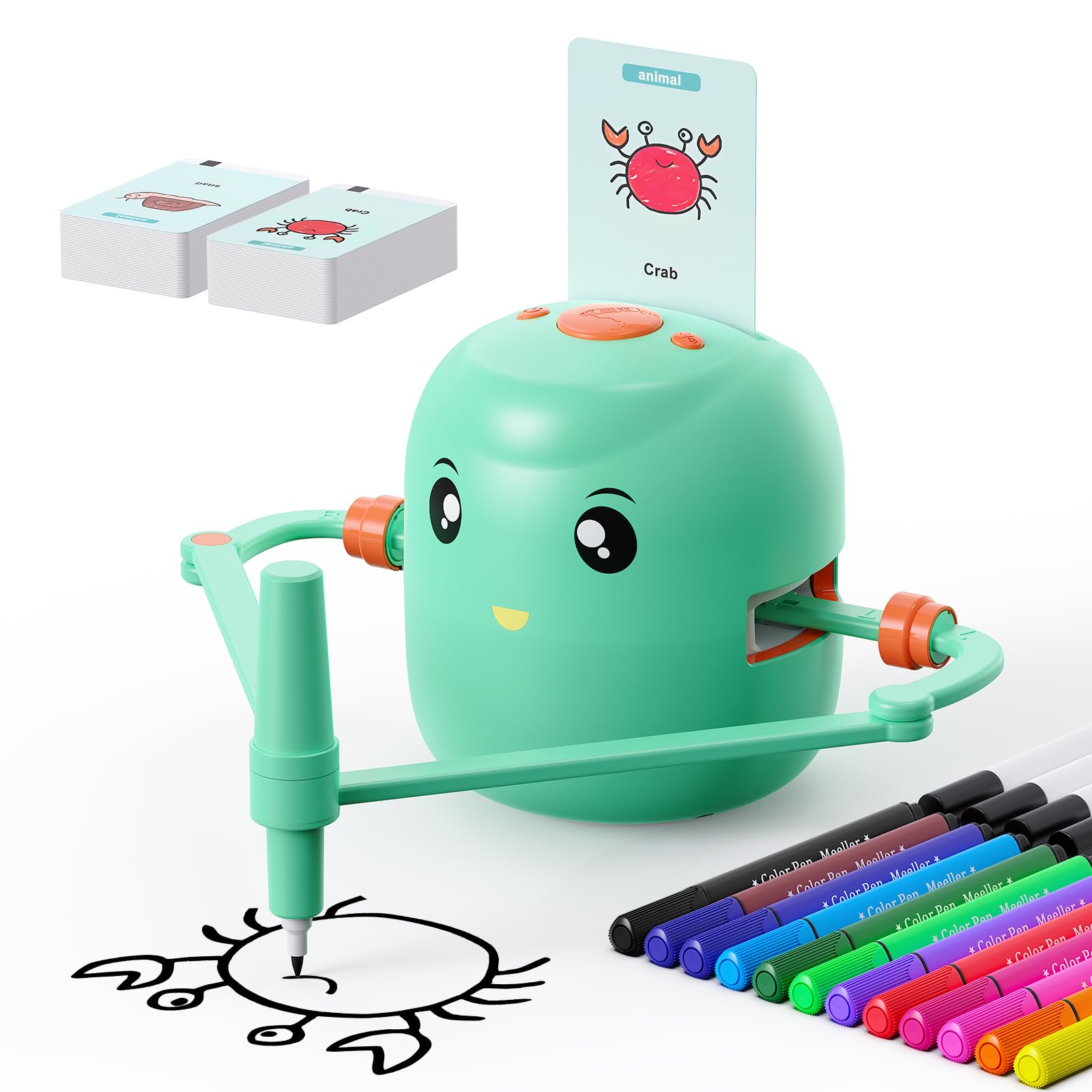 Smart Drawing Robot for Kids Ages 5+ | Montessori Educational Painting Toy with Voice Interaction & 16 Color Pens | Magic Drawing Robot with 100 Learning Word Cards | Perfect Gift for Boys & Girls | Ideal for Home Learning & Creative Play