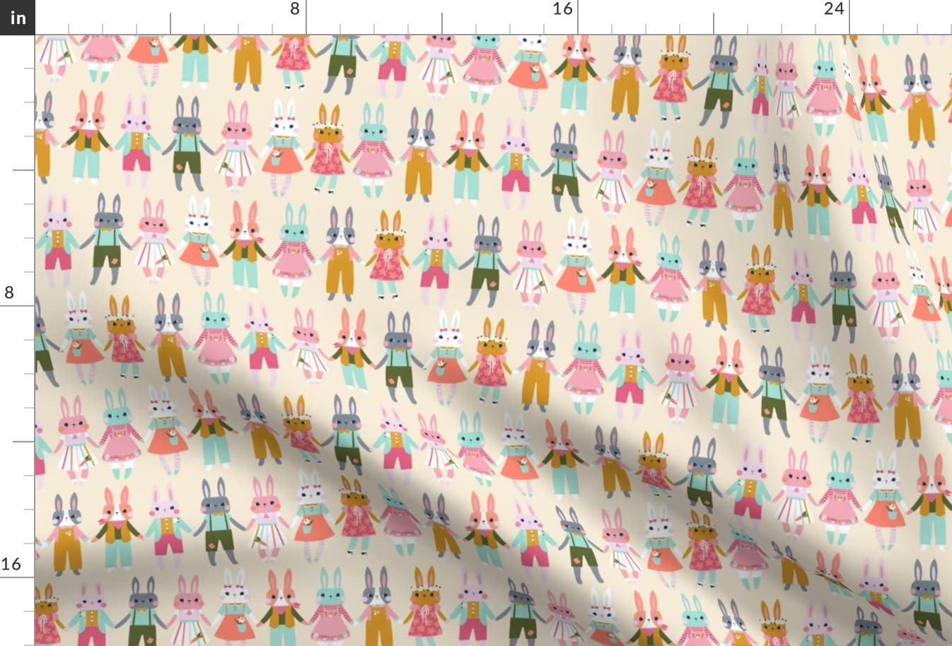 Pastel Rabbit Bunny Spring Easter Light Pink Kids Printed Velvet Fabric by Spoonflower - Upholstery, Home Decor, Apparel & Crafting - Perfect for DIY Projects, Easter Decorations & Children's Clothing
