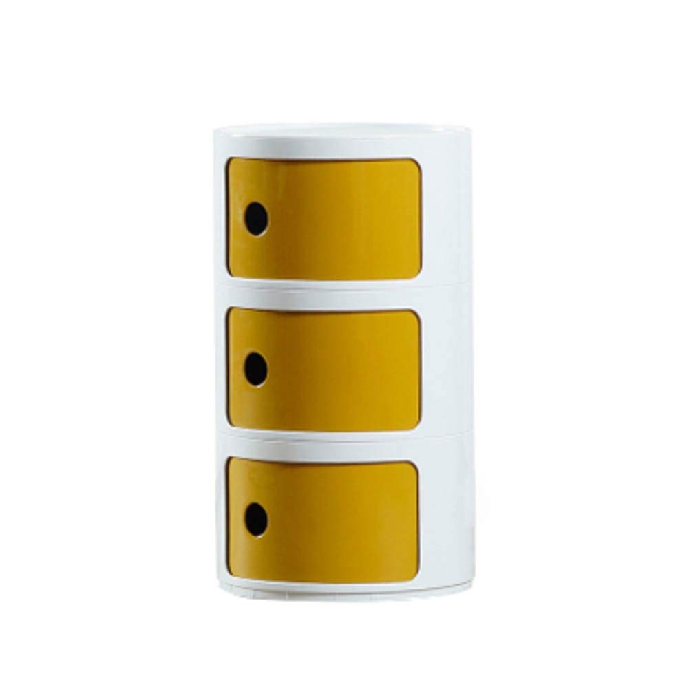 Modern Portable Nightstand & Side Table - 3-Tier Storage End Table for Bedroom, Living Room, Couch - Space-Saving Small Furniture (White & Yellow) - Perfect for Apartments, Dorms & Compact Spaces