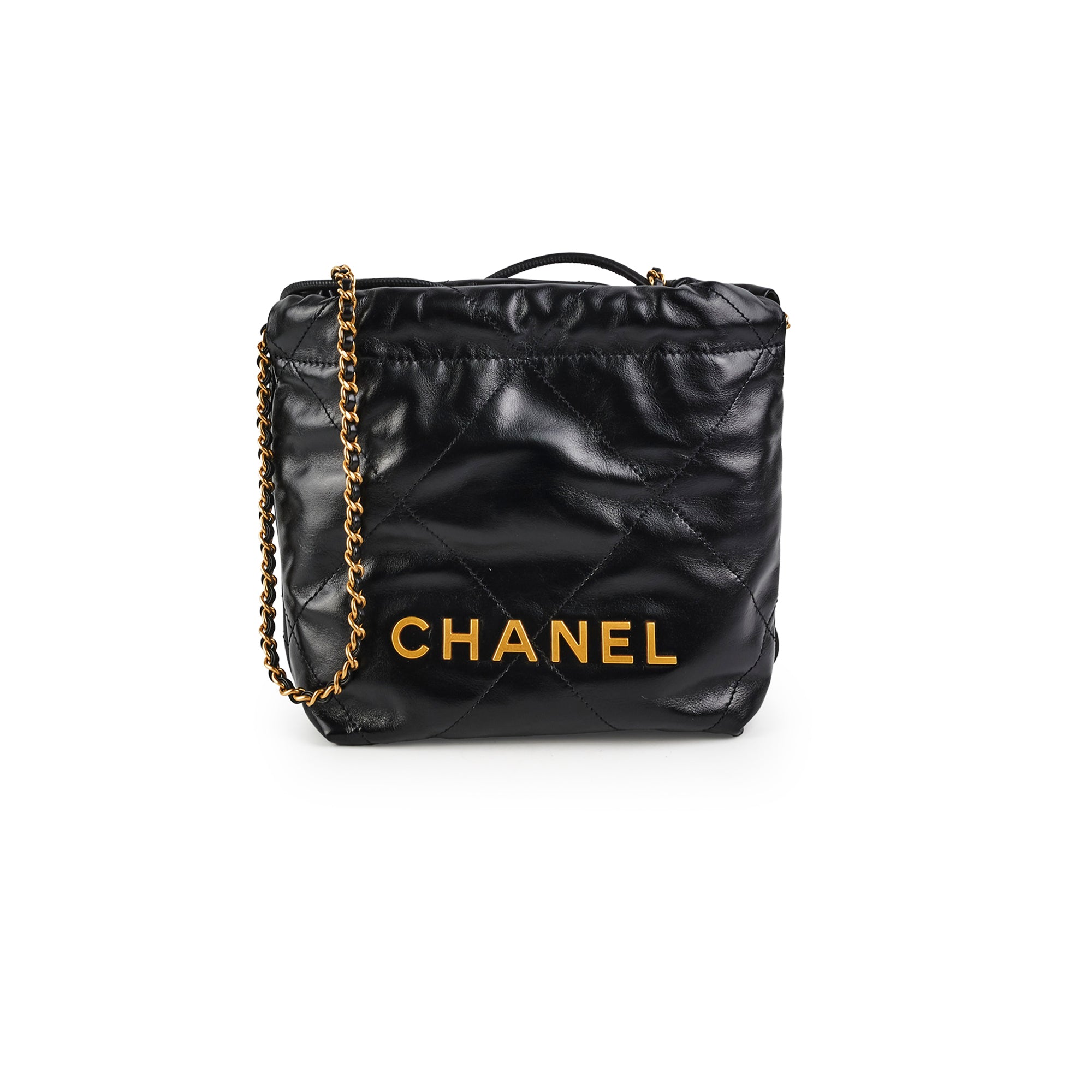 Chanel Mini 22 Bag Black Lambskin Leather Crossbody Purse for Women - Perfect for Date Night & Evening Events