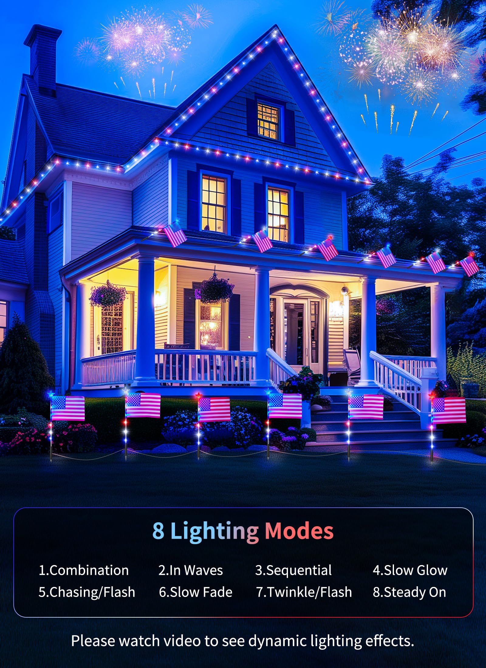 Brightown Patriotic Outdoor Lights - 6 Red White and Blue Flag Pathway Lights for 4th of July, Memorial Day & Independence Day Decorations | Perfect for Garden, Yard, Lawn & Outdoor Patriotic Celebrations