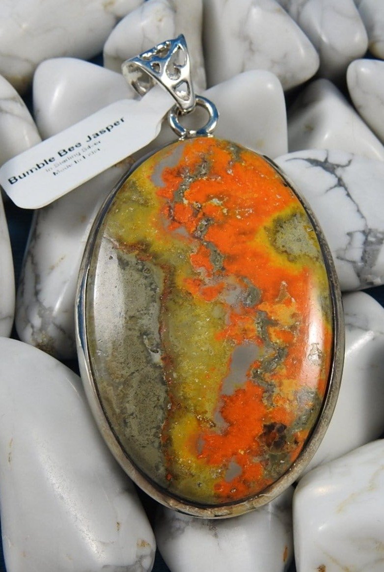 Bumblebee Jasper Sterling Silver Pendant Necklace - Natural Stone Jewelry for Women - Perfect for Gifts, Meditation & Spiritual Healing
