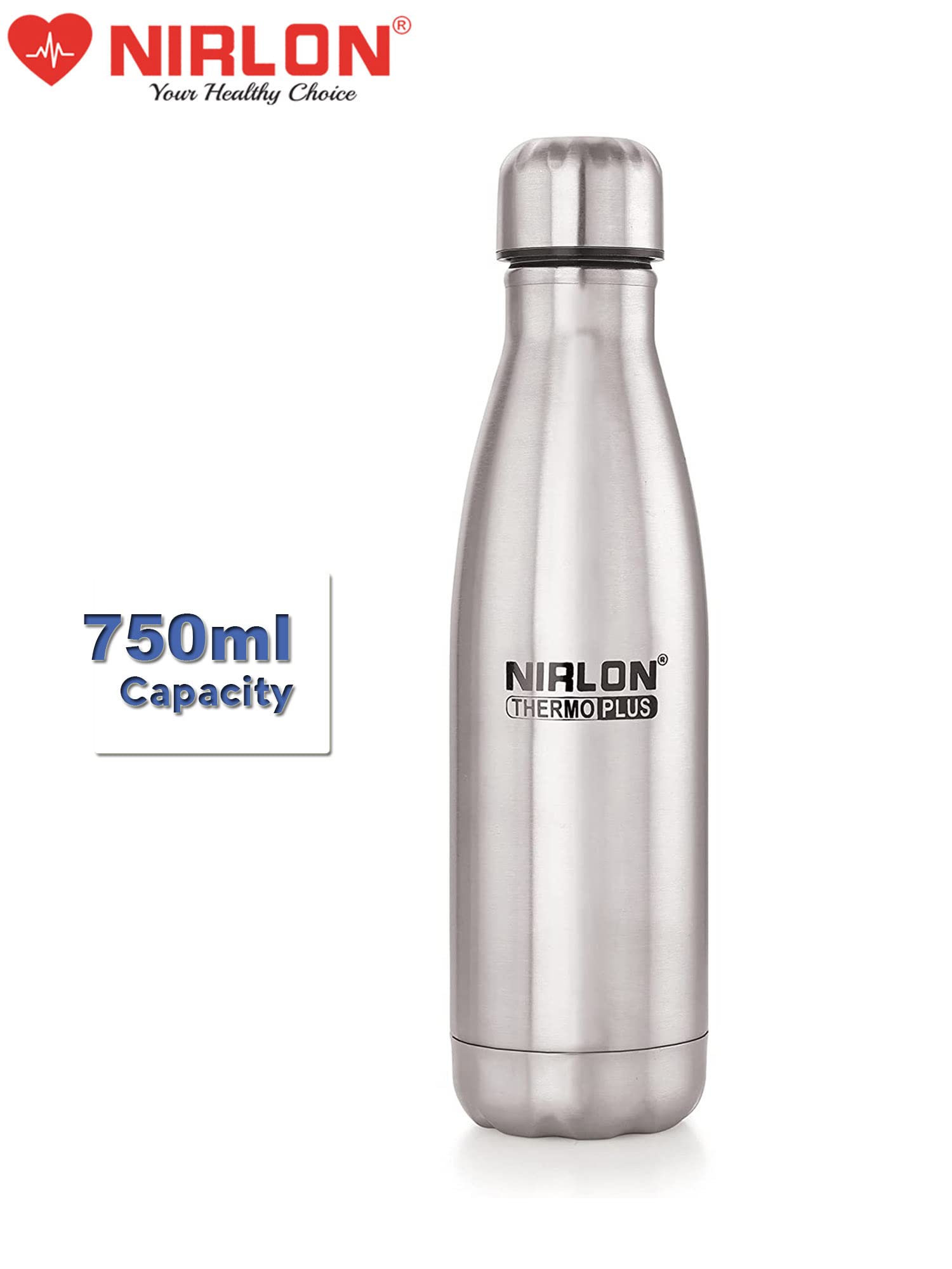 NIRLON Stainless Steel Vacuum Insulated Water Bottle 750ml - Leak Proof, Keeps Hot & Cold for 24 Hours - Perfect for Office, Gym, Hiking, Travel & Outdoor Activities