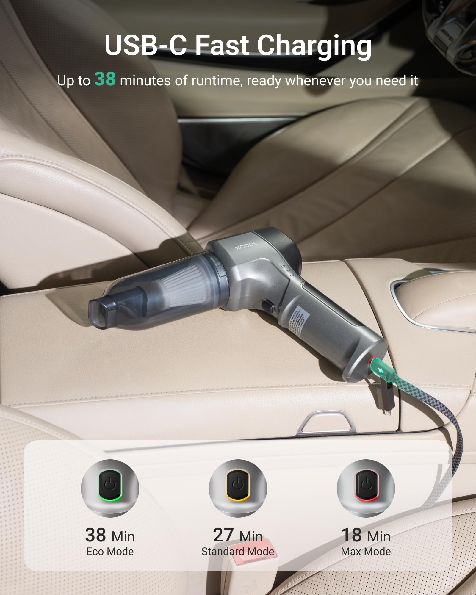 Cordless Handheld Vacuum Cleaner & Air Duster - 16000Pa Strong Suction, 3-Speed Adjustable, 8 Attachments, Ultra-Light 1lb Portable - Perfect for Car Cleaning, Home Quick Cleanups & Computer Dusting