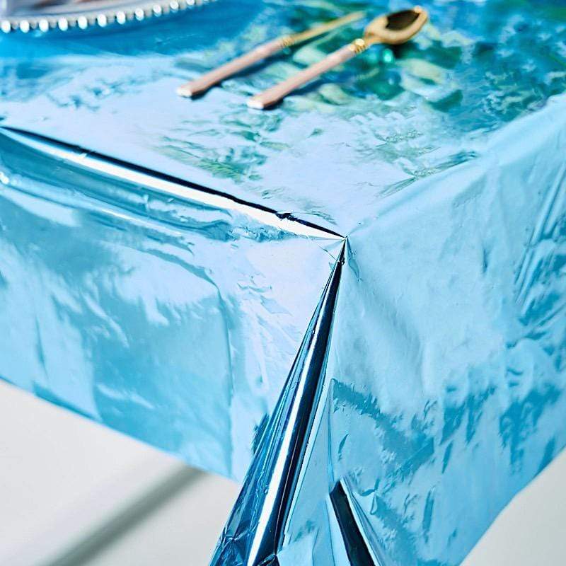 50 x 50 Inch Silver Metallic Disposable Plastic Tablecloths - Perfect for Parties, Weddings, and Events - Waterproof & Wrinkle-Free