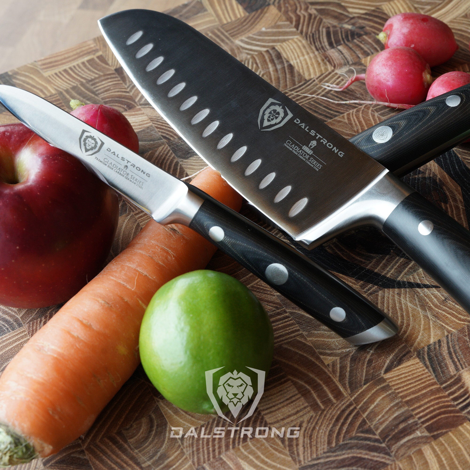 Premium 3-Piece Knife Set - Chef, Santoku & Paring Knives | Gladiator Series Elite | NSF Certified | Professional Kitchen Cutlery | Perfect for Home Chefs & Culinary Enthusiasts | Dalstrong ©