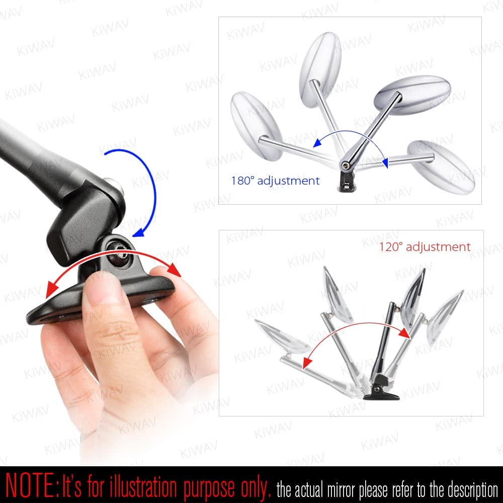 KiWAV Ultra Chrome Motorcycle Mirrors Fairing Mount with Black Adapter - Compatible with Ducati Panigale | Durable & Stylish Upgrade for Enhanced Road Visibility & Safety