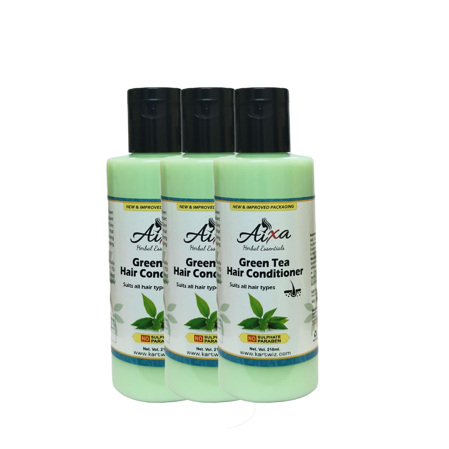 Khadi Natural Herbal Green Tea & Aloe Vera Hair Conditioner - 630ml (Pack of 3) | Sulfate-Free, Paraben-Free | Deep Moisturizing for Dry, Damaged Hair | Perfect for Daily Use & Hair Repair