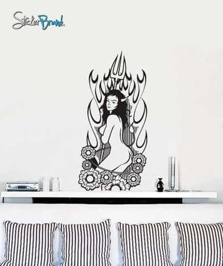 Vinyl Wall Decal Sticker - Gothic Devil Girl Art #402 for Home Decor, Bedroom, Office & Party