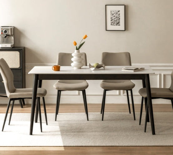 Solid Oak Wood Rock Plate Dining Table - Rustic Farmhouse Style for Kitchen, Dining Room & Outdoor Patio