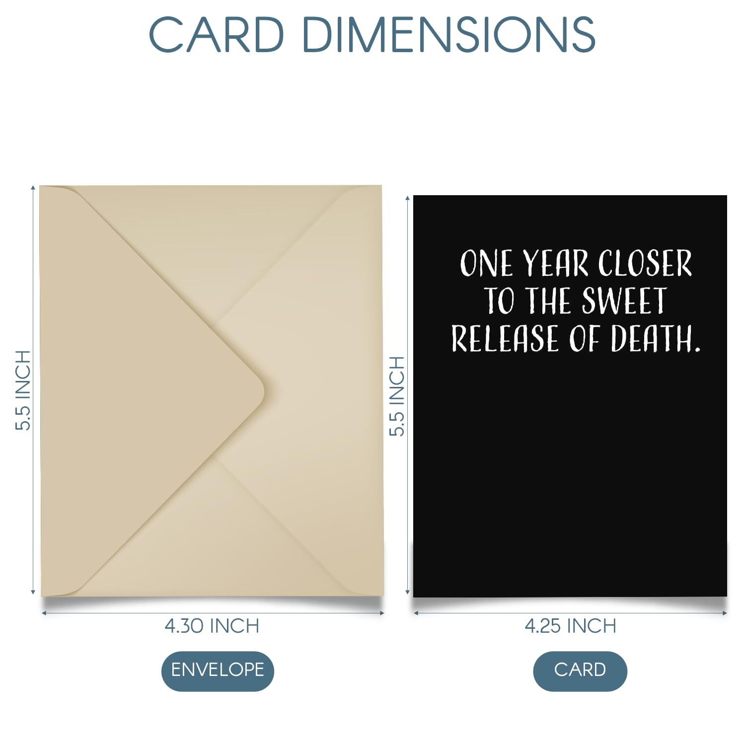 Funny Birthday Card for Men & Women - 4.25 x 5.5 Inch Blank Inside Greeting Card with Envelope - Humorous 'One Year Closer to the Sweet Release of Death' Design - Perfect for Office Gifts, Friend Celebrations & Dark Humor Lovers
