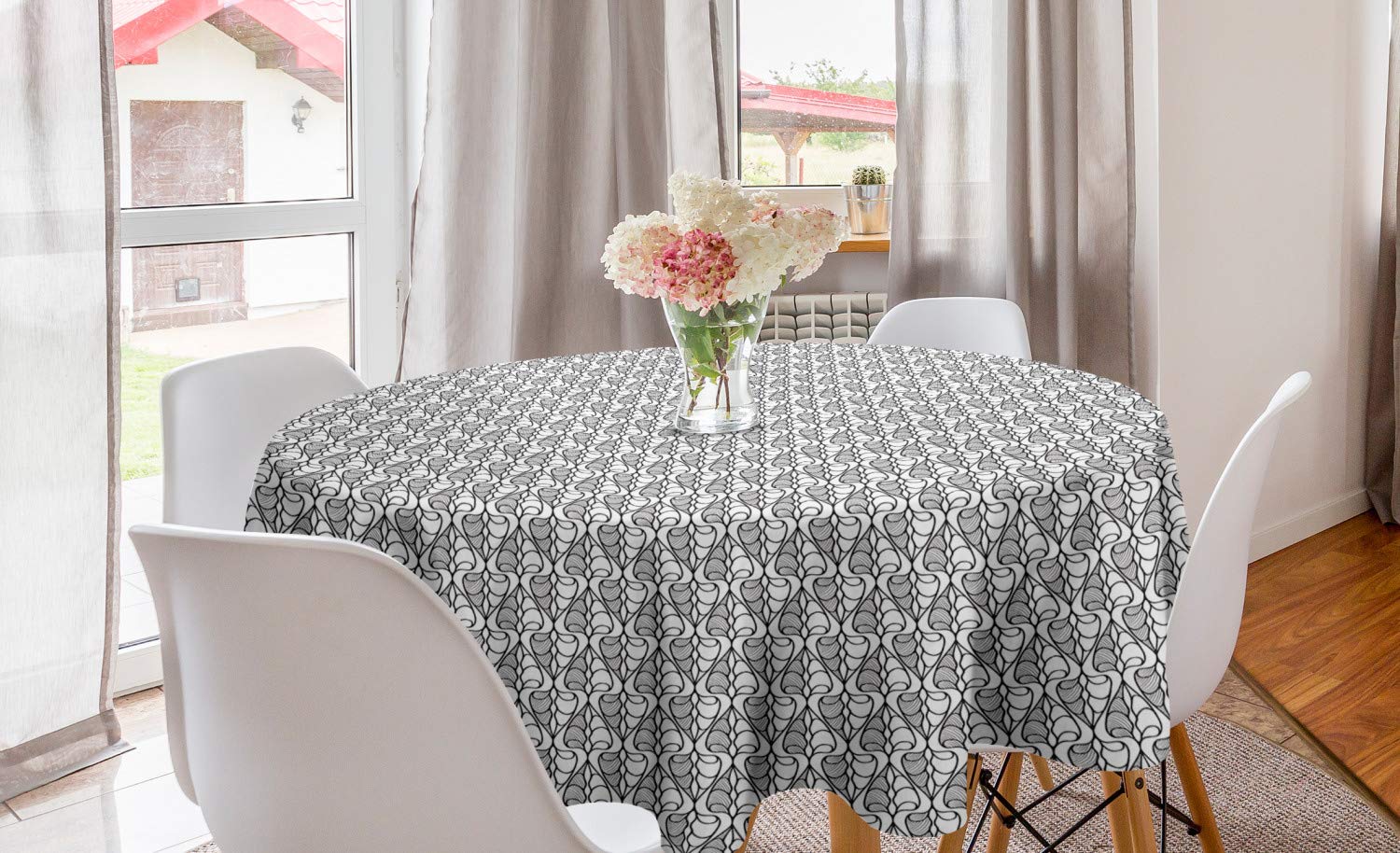 Ambesonne Geometric Round Tablecloth 60