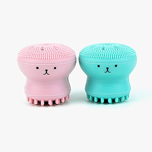 Giffy® Octopus Shape Silicone Face Cleaning Brush - Waterproof Facial Cleanser & Massager for Soft Pores & Blackhead Removal - Deep Wash Skin Care Tool (2 Pack) - Perfect for Daily Cleansing & Spa Skincare Routine