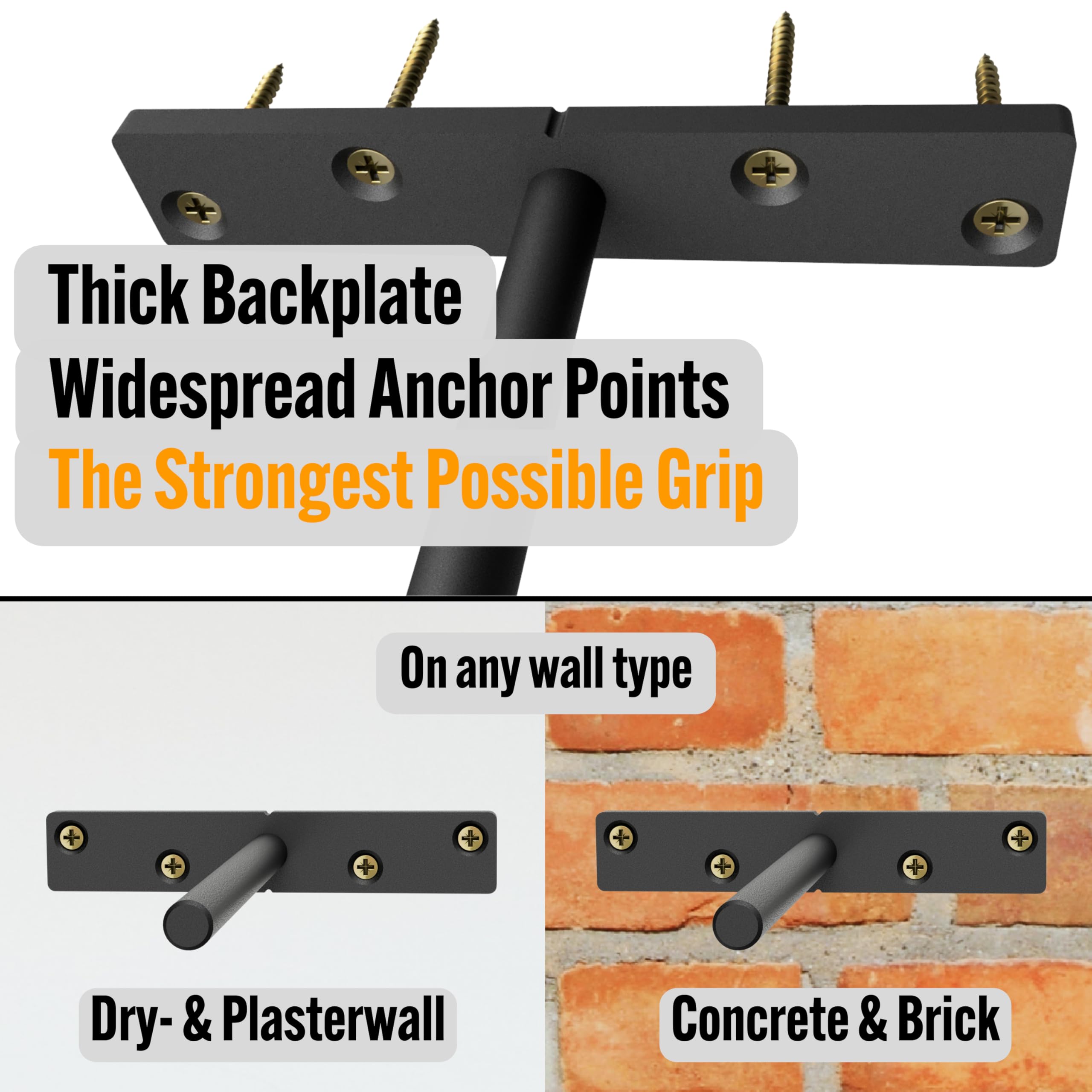 Heavy Duty Floating Shelf Bracket 6-Inch - Invisible Shelf Support with Anchors - Sturdy Mantel Mount for Home Office Decor - Fireplace Shelf Hardware (4 Pack) - Perfect for Living Room, Bedroom & Kitchen Storage Organization