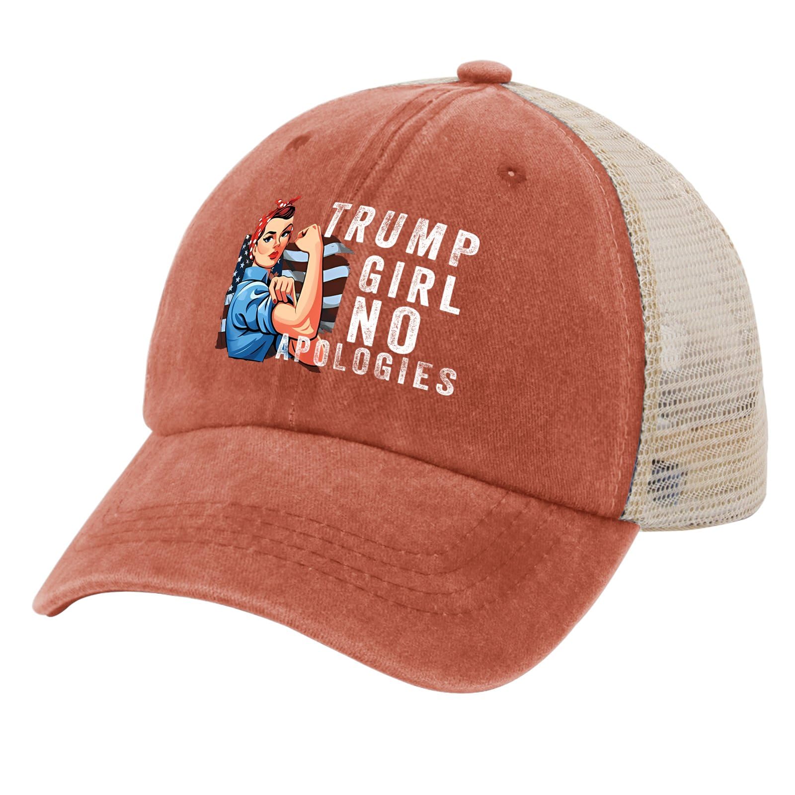 Trump Girl NO Apologies Hat - Unisex Adjustable Bucket Hat for Men & Women - Black Funny Fishing & Beach Hat - Perfect for Outdoor Activities, Political Events & Casual Wear