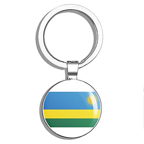 Rwanda Double Sided Flag Stainless Steel Keychain - Durable Key Ring Holder with Carabiner Clip for Keys, Backpacks & Travel Accessories | Perfect for Travelers, Gift Giving & Key Organization