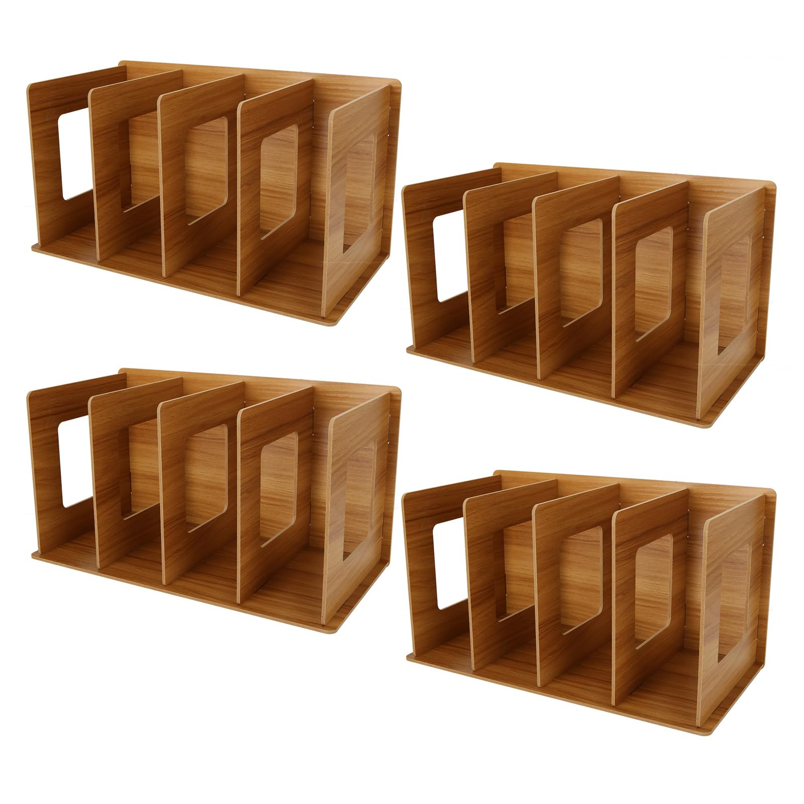 SHUESS 4-Tier Wooden CD DVD Storage Organizer - Compact Book Shelf Display for Home Office - Cherry Finish Media Storage Rack - Perfect for Organizing Music, Movies & Office Supplies