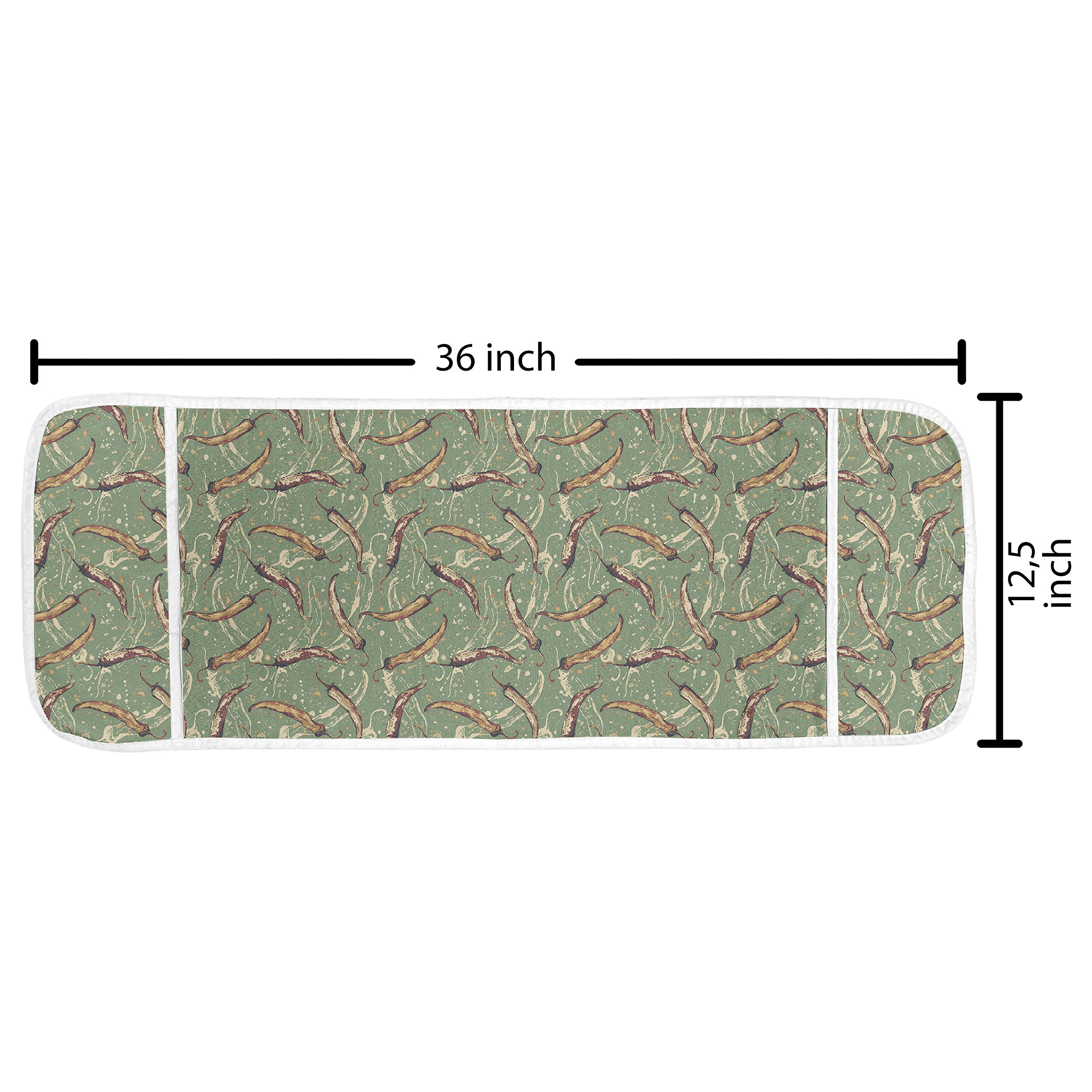 Ambesonne Microwave Cover - Waterproof Kitchen Organizer with Pockets, 36x12 Inches, Peacock Green Multicolor - Chili Pepper Art Design for Stylish Home Cooking & Meal Prep