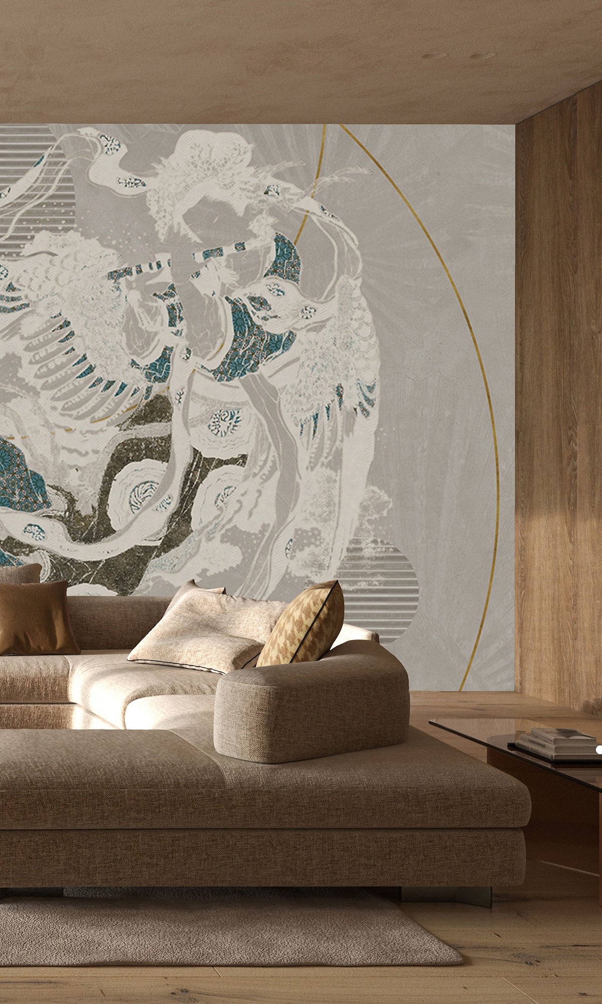 Cloud Grey Abstract Geometric Peel and Stick Wallpaper M2586 - Modern Self-Adhesive Removable Wall Mural for Living Room, Bedroom, or Office Decor