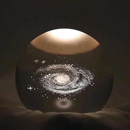 Galaxy Crystal Ball with LED Light Base - 80mm (3 inch) Clear Glass Galaxy Decor for Kids, Teachers, Anniversaries & Birthdays | Perfect for Home Decor, Meditation & Unique Gift Ideas