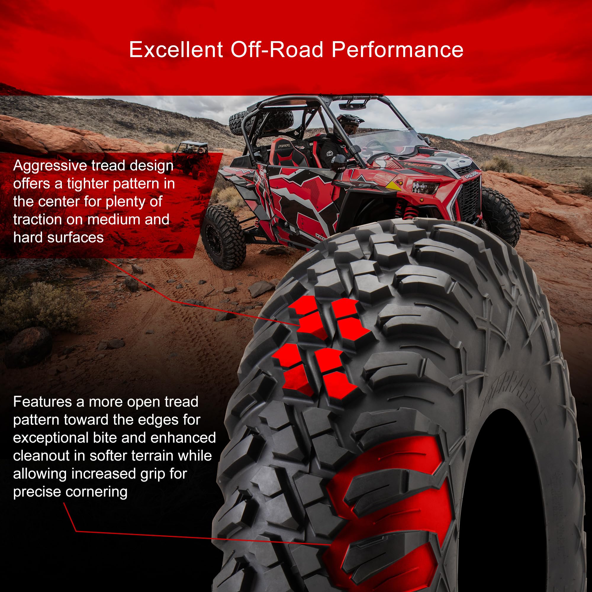 Tusk Terrabite Radial Tire 25x10-12 for ATV/UTV - Medium/Hard Terrain Off-Road Performance | Ideal for Trail Riding, Mudding & Rocky Adventures