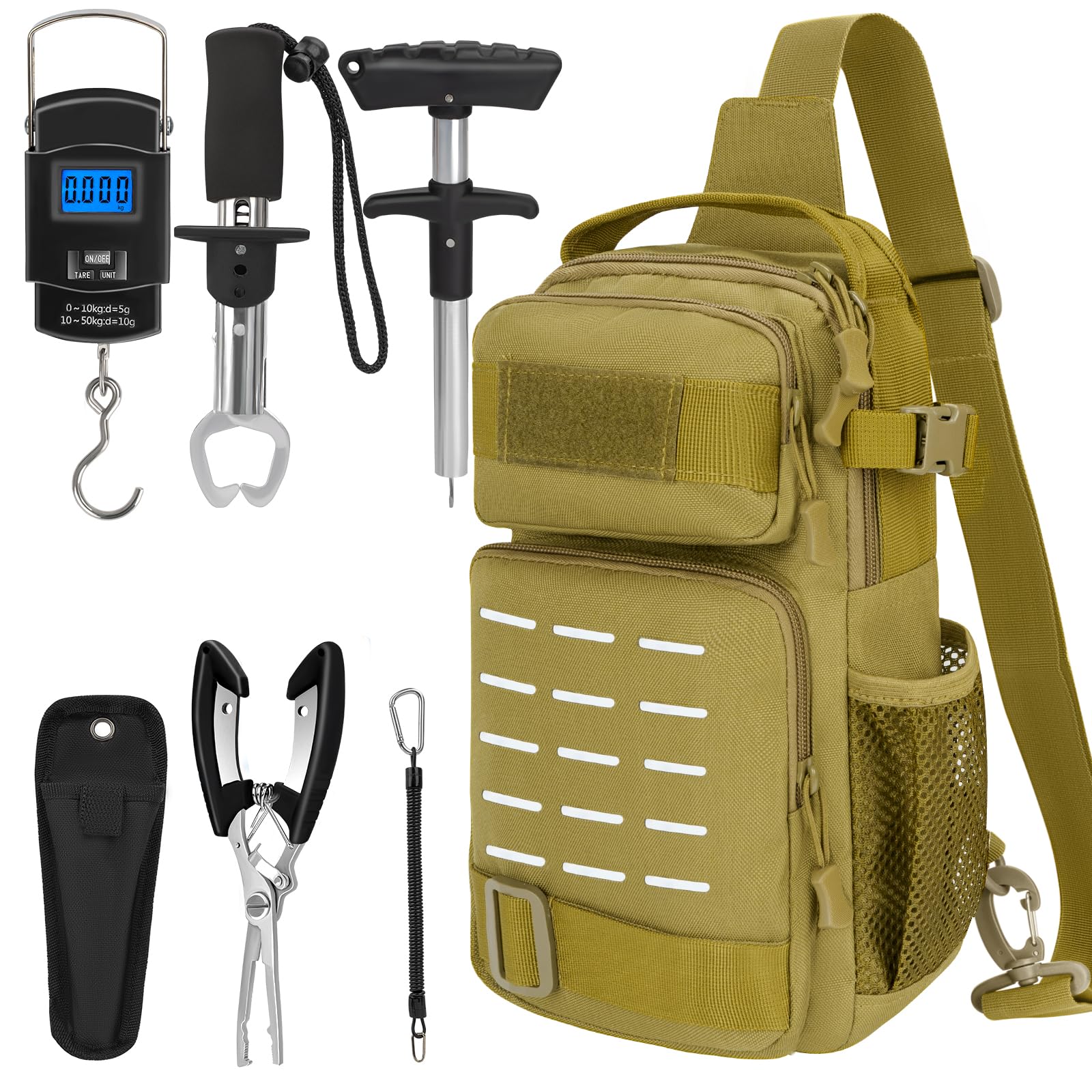 THKFISH 7-Piece Fishing Kit with Tackle Bag & Digital Scale - Perfect for Outdoor Fishing Trips